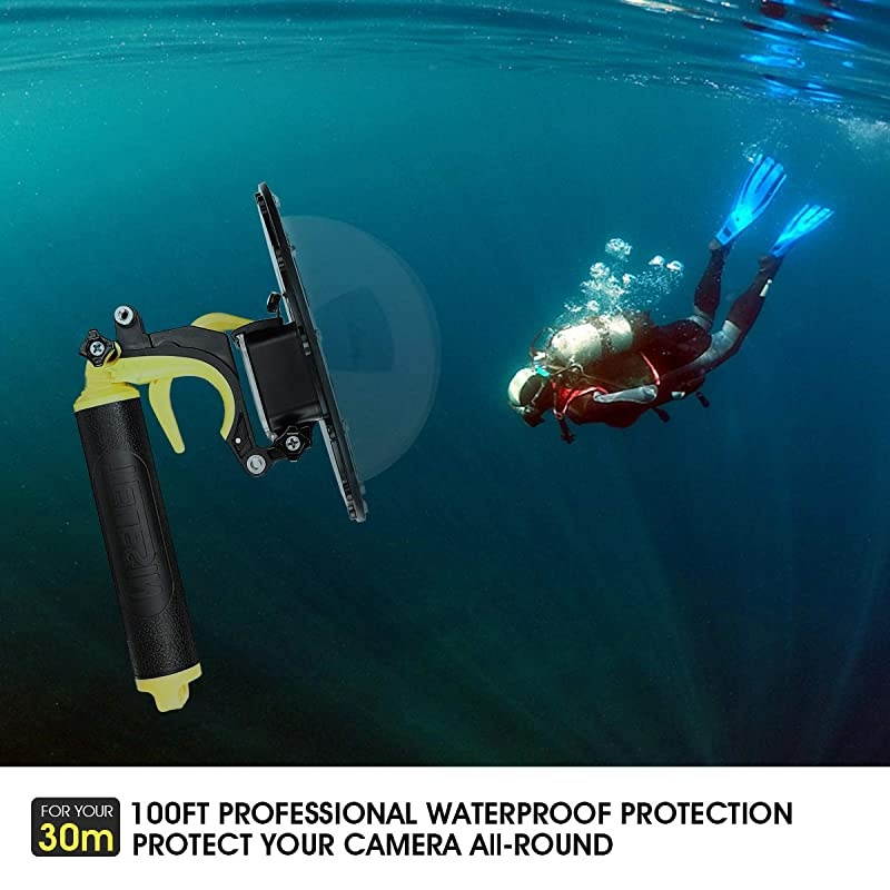 Gopro Dome Port Underwater 6 inches GoPro Diving Dome Port with Waterproof Cover Case + Floating Bobber Handle + Trigger for GoPro 765 Black