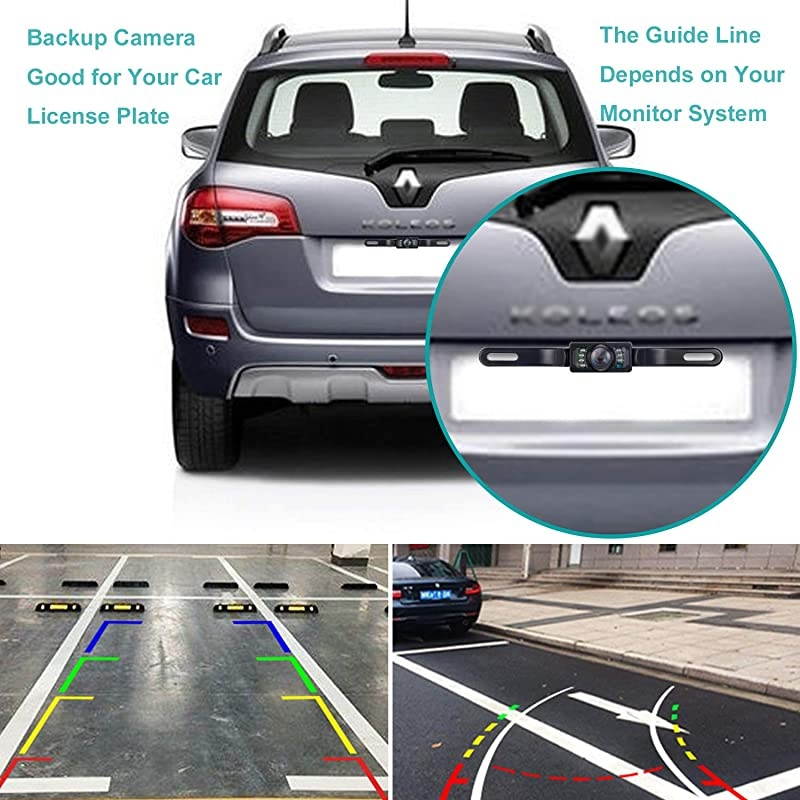 License Plate Backup Camera Car Rear View Reverse CameraAutomotive Backing Camera 120&deg; View Angle Waterproof 7 LED Night Vision Reversing Camera for TrucksSUVRVPickupVans