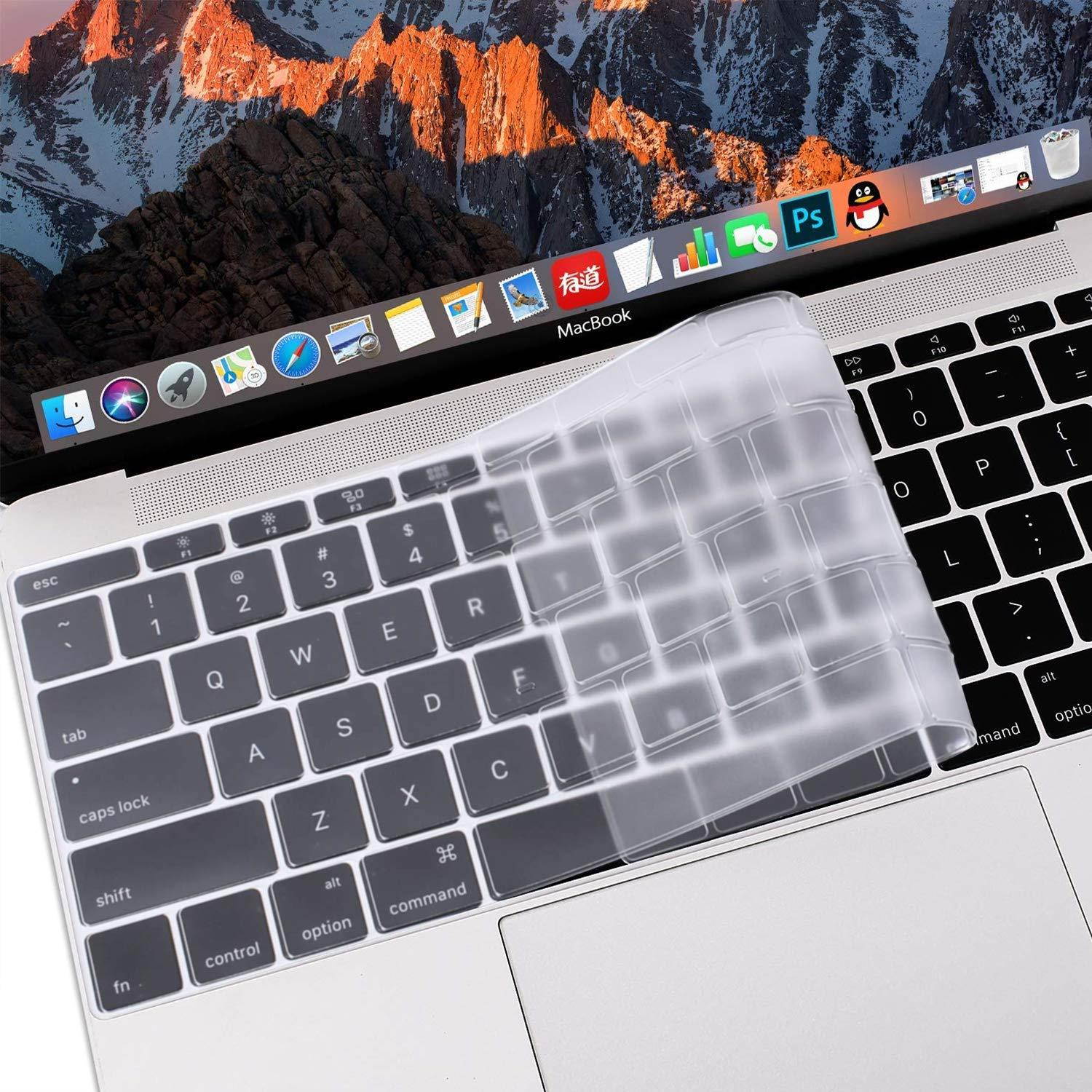 MOSISO Keyboard Cover Compatible MacBook Pro 13 Inch 2017 & 2016 Release A1708 No Touch Bar & New MacBook 12 Inch A1534 Protective Skin, Clear