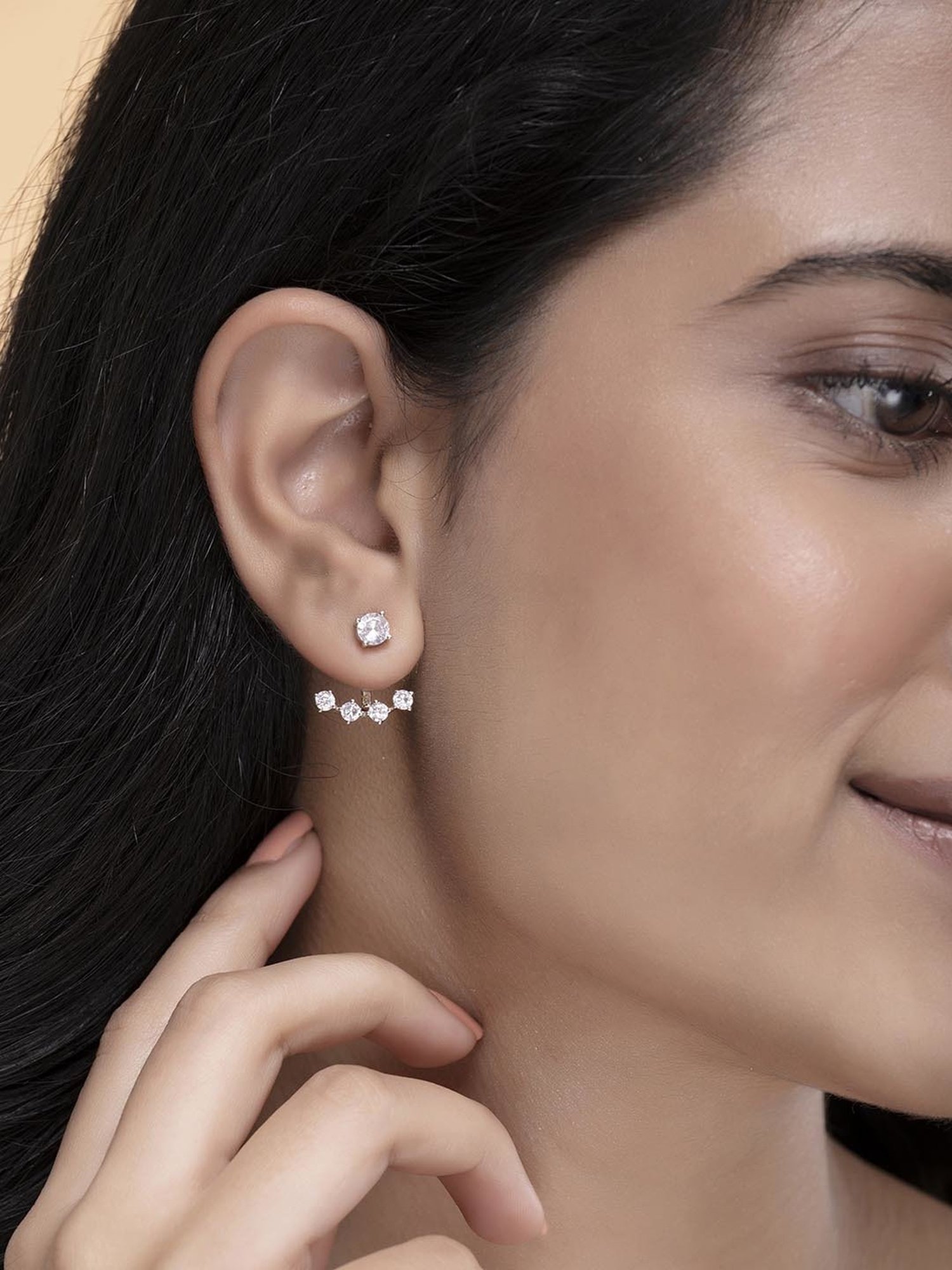 March by FableStreet Sterling Silver Zircon Ear Jacket Earrings for Women