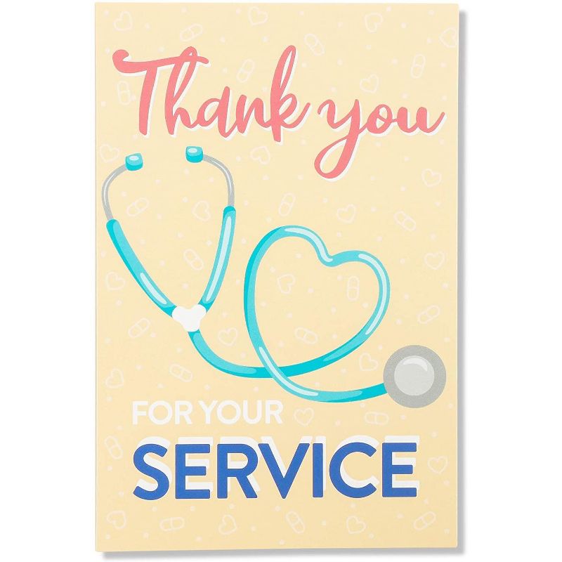 24-Pack Nurse & Doctor Appreciation Thank You Cards, 6 Assorted Designs, Blank Inside, 4x6