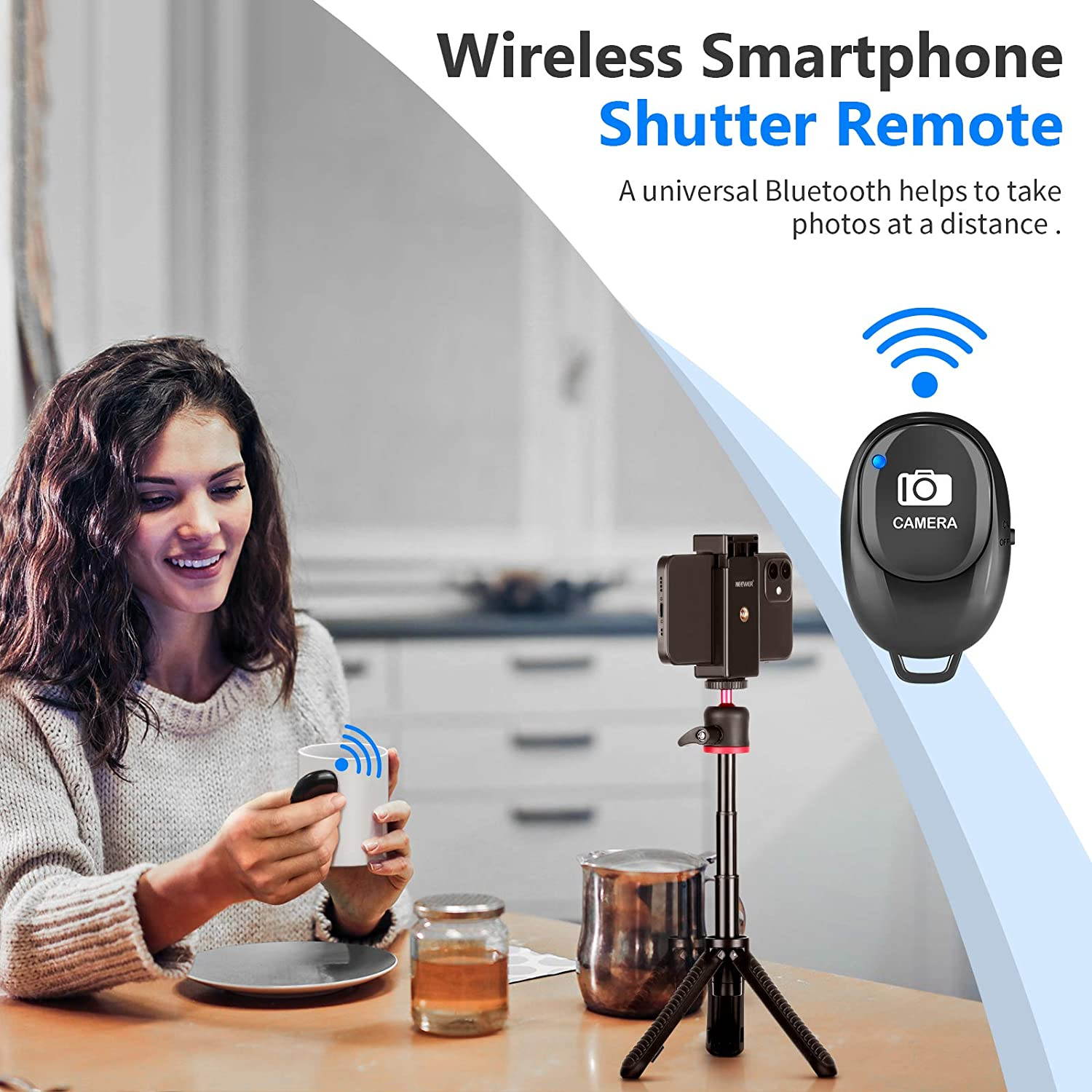 Neewer Smartphone Selfie Stick Tripod Stand, Extendable Rod Handle Grip Vlog Pole with 360&deg;Ball Head, Remote and Phone Clip Compatible with iPhone/Android/Mirrorless Camera/Webcam/Action Camera