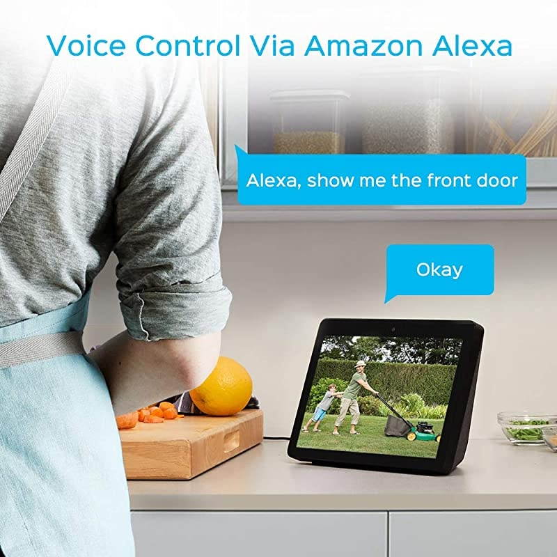 Outdoor Security Camera,  Smart 1080p WiFi IP Camera with Alexa Voice Control, IP65 Waterproof Surveillance System, Night Vision, 2-Way Audio, Motion Detection, Remote Access from Smartphone