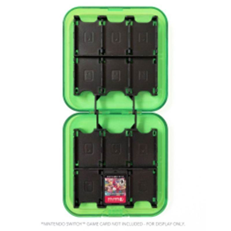 Indigo7 Authorized for Nintendo Switch Game Card Hard Plastic Storage Carrying Protector Case Holds 24 - Green
