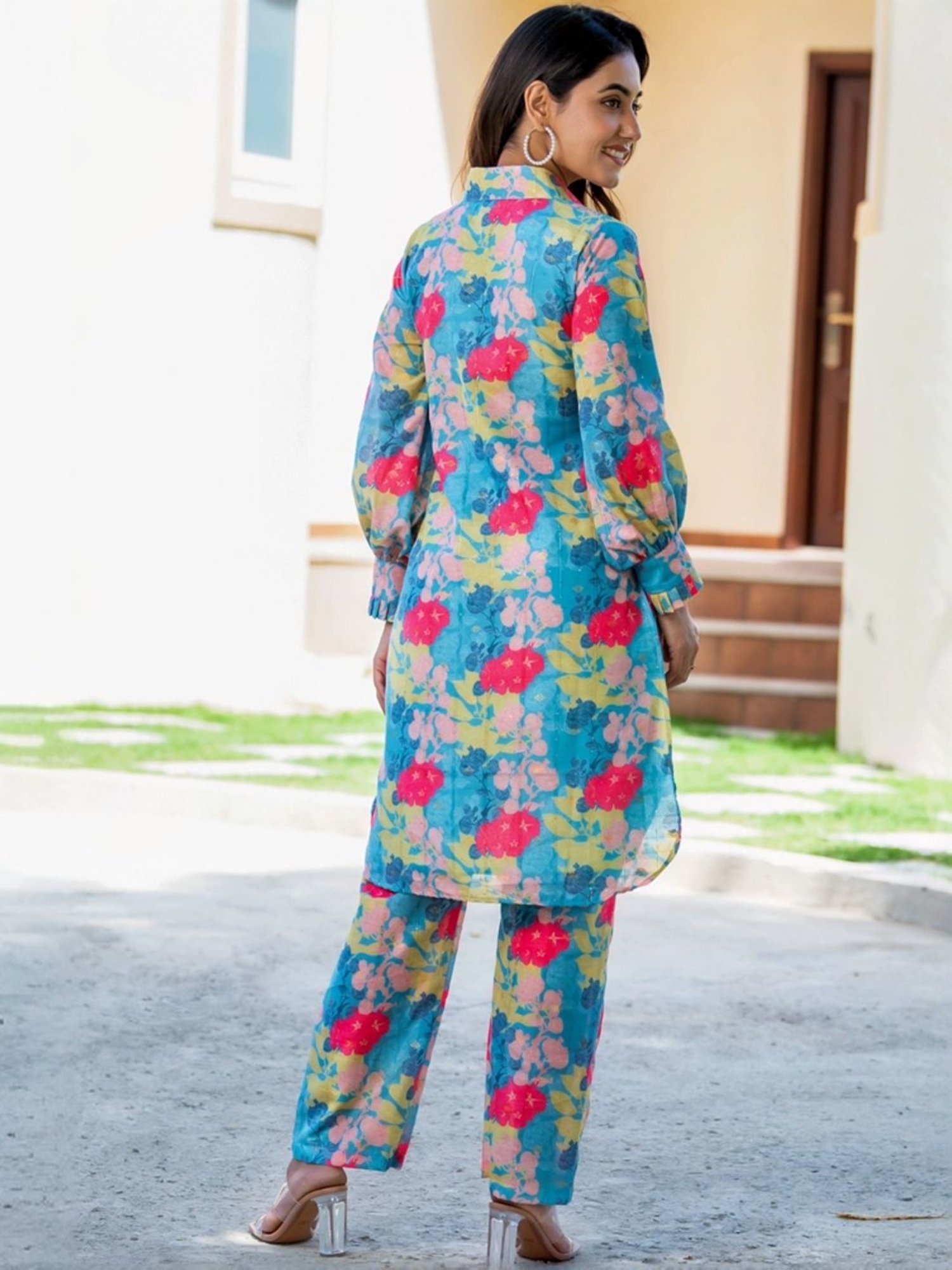 HOUSE OF JAMOTI Blue Printed Kurti Pant Set