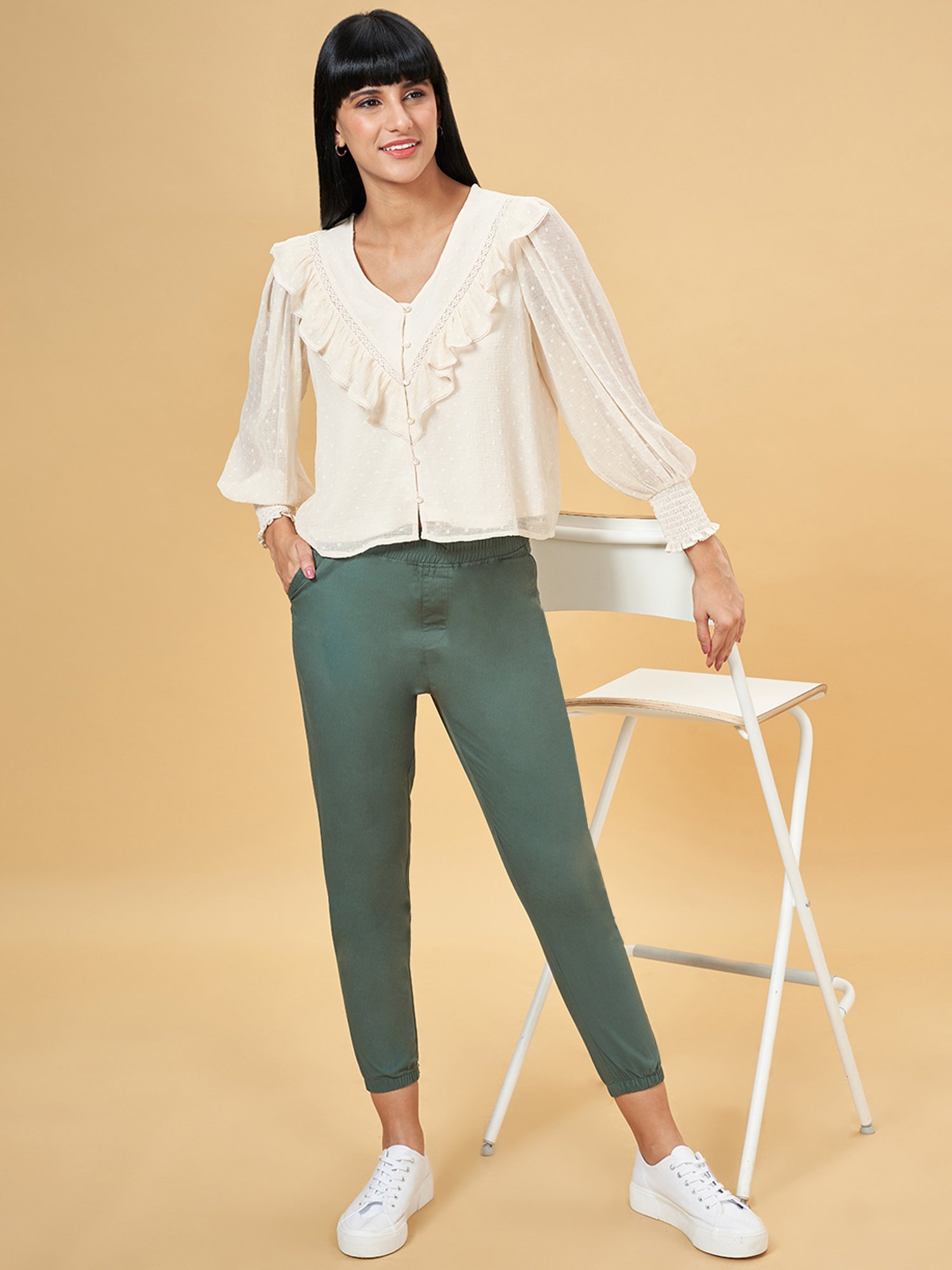 Honey by Pantaloons White Self Pattern Top