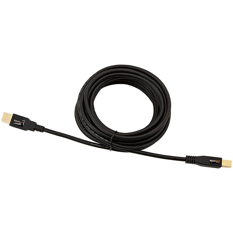 Basics USB 2.0 Printer Type Cable - A-Male to B-Male - 16 Feet (4.8 Meters)