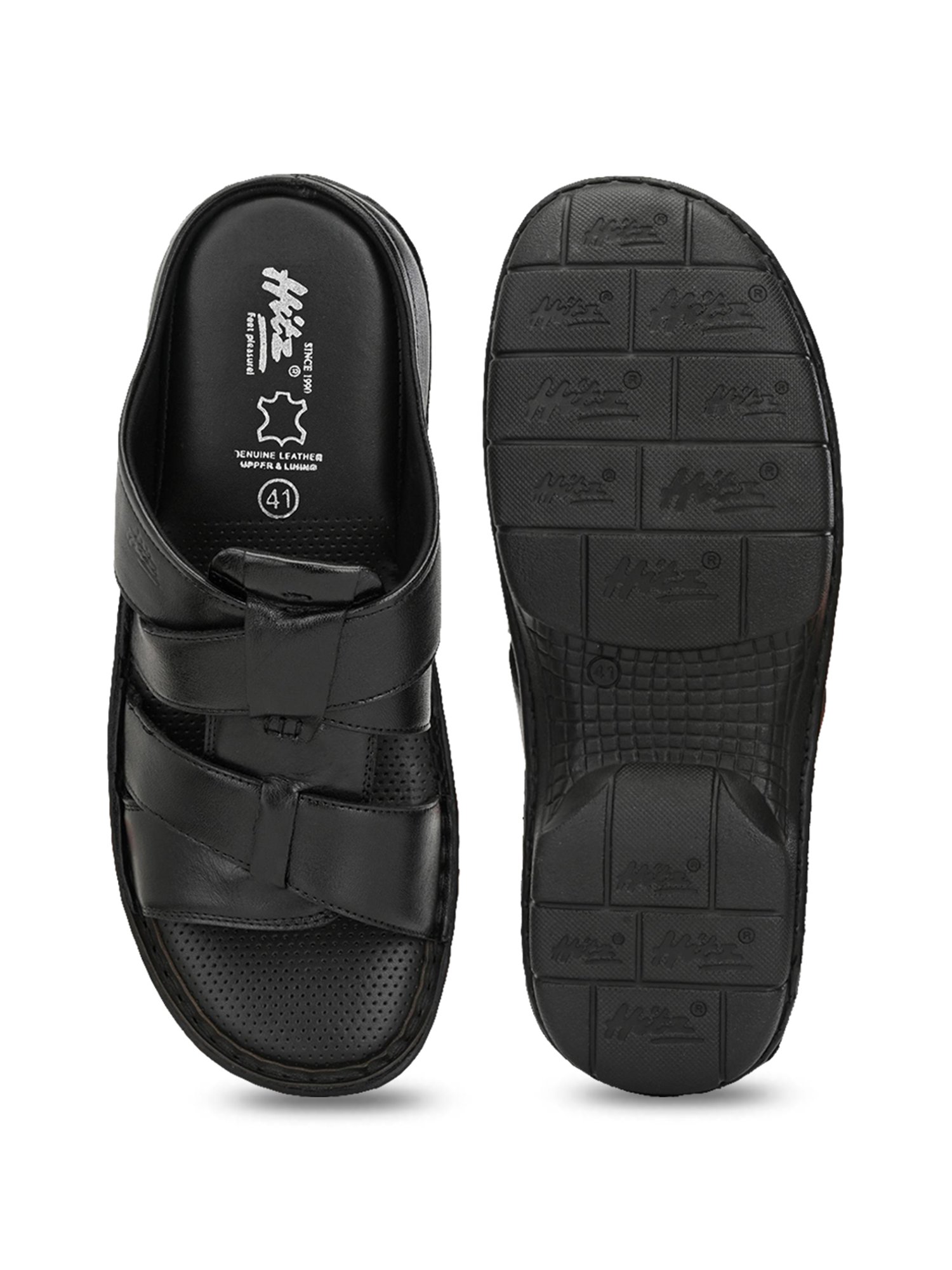 Hitz Men's Black Cross Strap Sandals