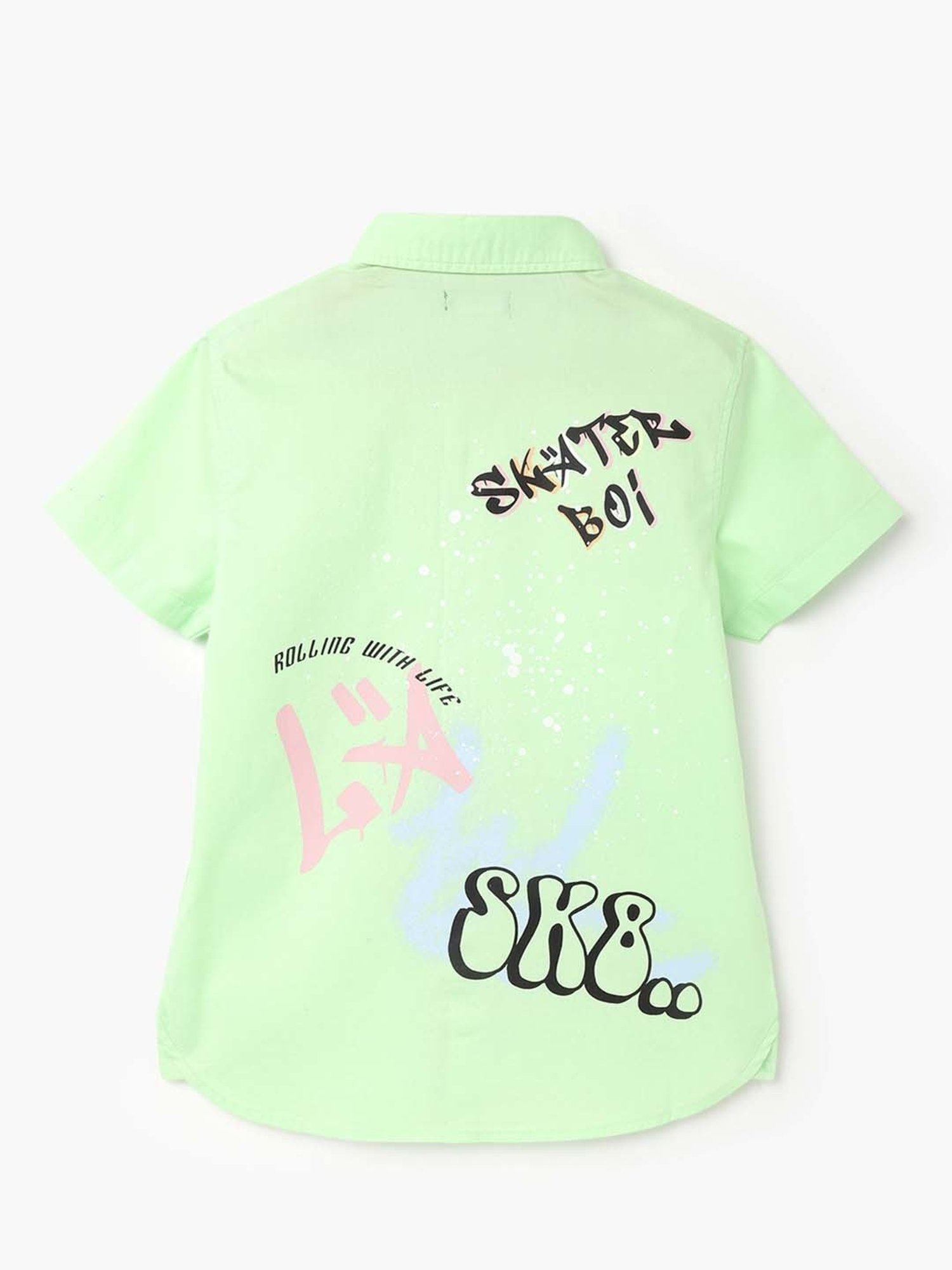 United Colors of Benetton Kids Green Cotton Printed Shirt