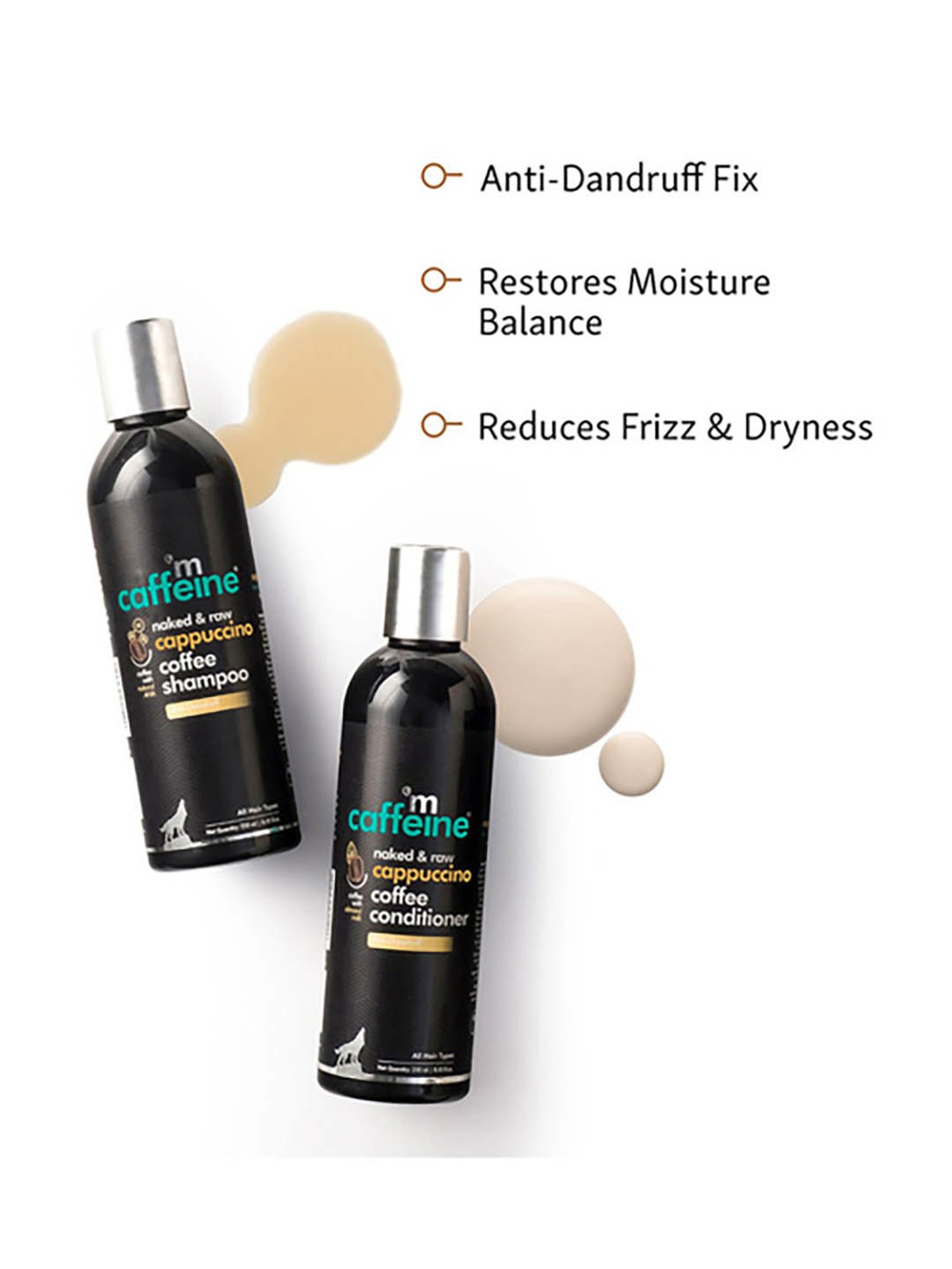 mCaffeine Anti-Dandruff Shampoo & Conditioner Cappuccino Coffee Routine