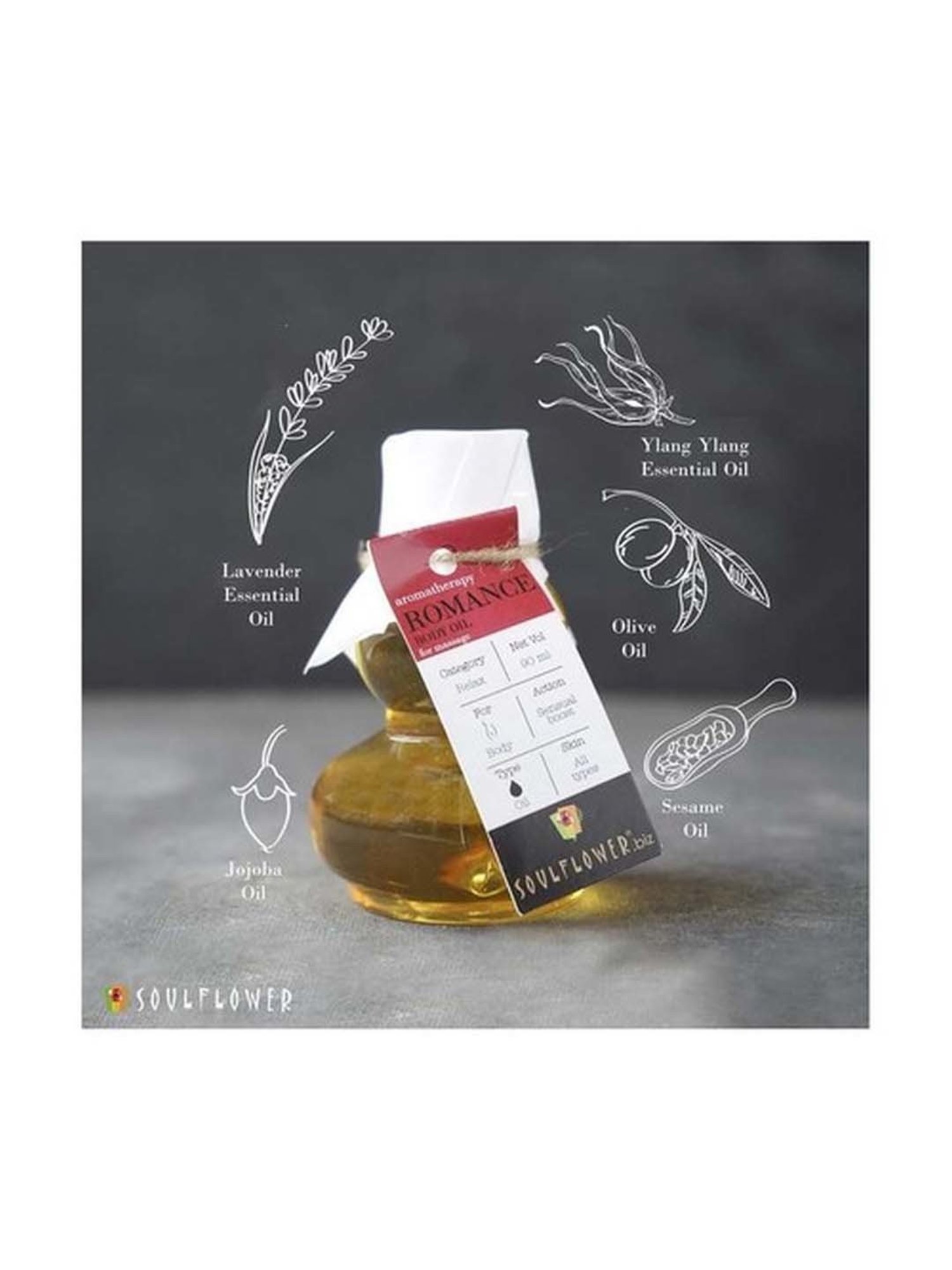 Soulflower Romance Aroma Massage Oil - 90 ml