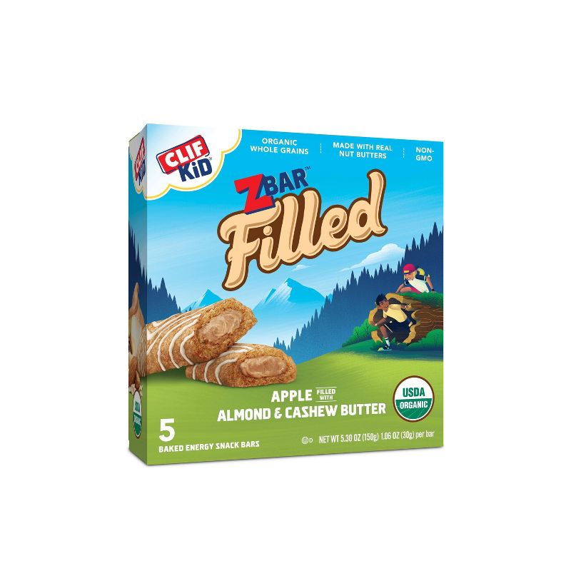 CLIF Kid ZBAR Filled Apple filled with Almond & Cashew Butter Snack Bars - 5ct