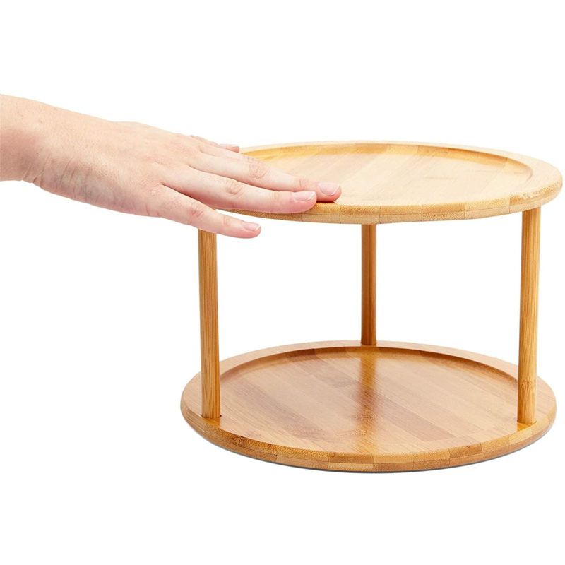 Farmlyn Creek Bamboo Turntable for Kitchen Cabinet, 2-Tier Organizer (10 x 7 Inches)