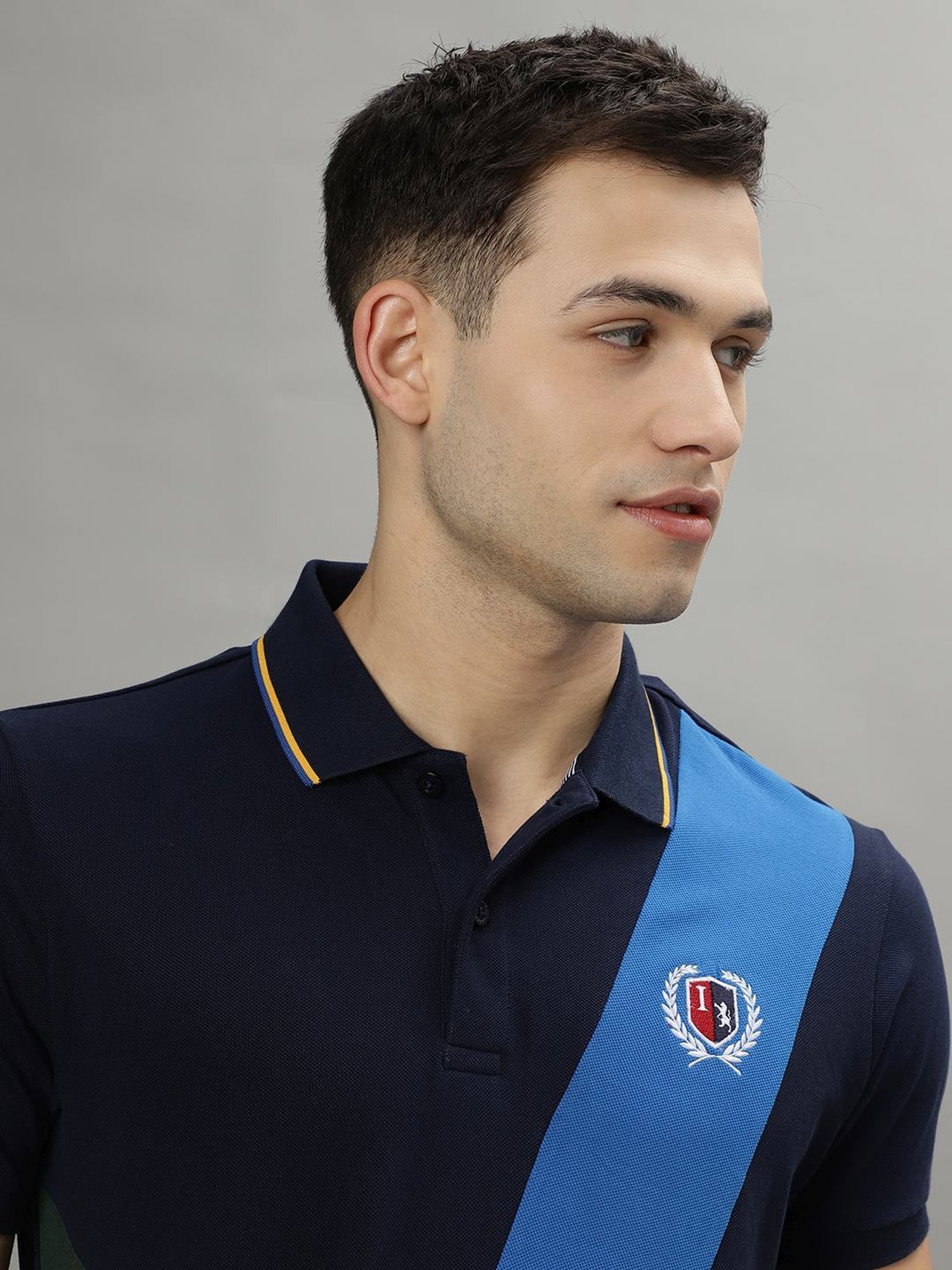 Iconic Men Colourblocked Regular Fit Cotton T-shirt