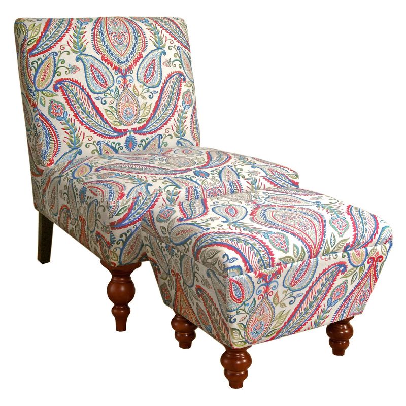 Slipper Accent Chair and Ottoman Coral/Turquoise - HomePop