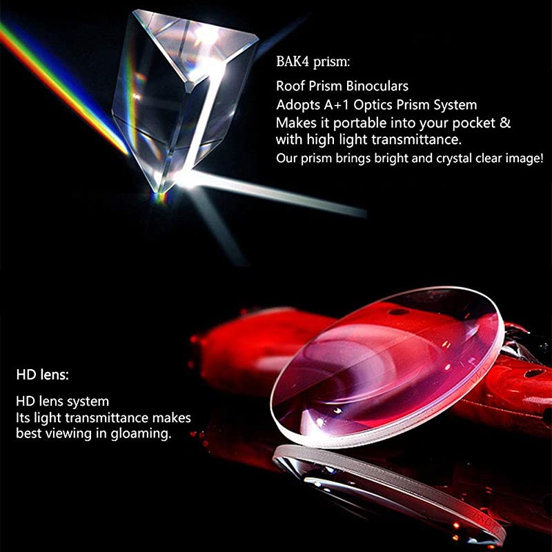 Binoculars for Adults HD ProfessionalWaterproof Fogproof Binoculars with Low Light Night Vision Durable and Clear FMC BAK4 Prism Lens for Birds Watching Hunting Traveling Outdoor Sports