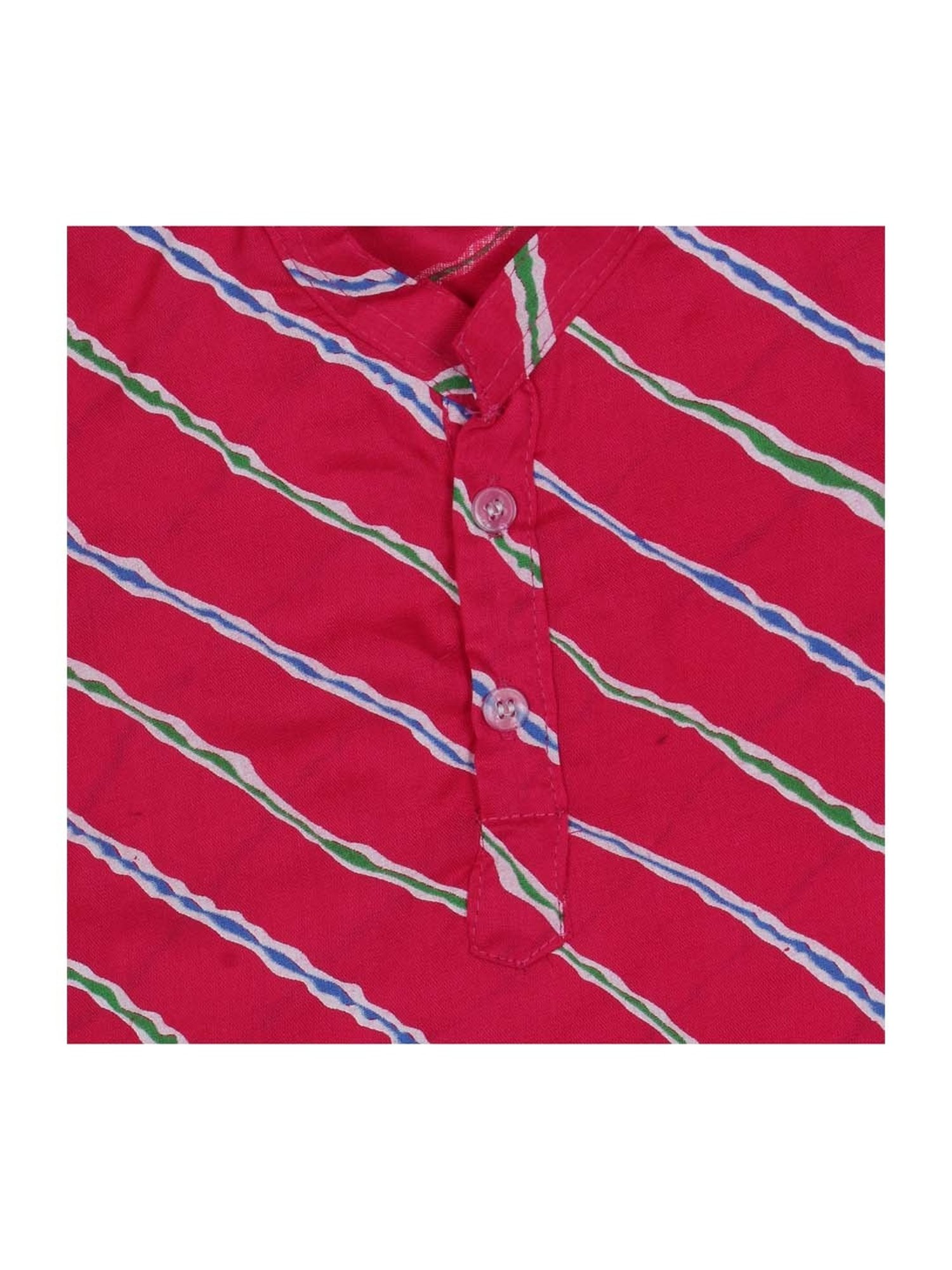 Ahhaaaa Kids Pink & White Cotton Striped Kurta Set
