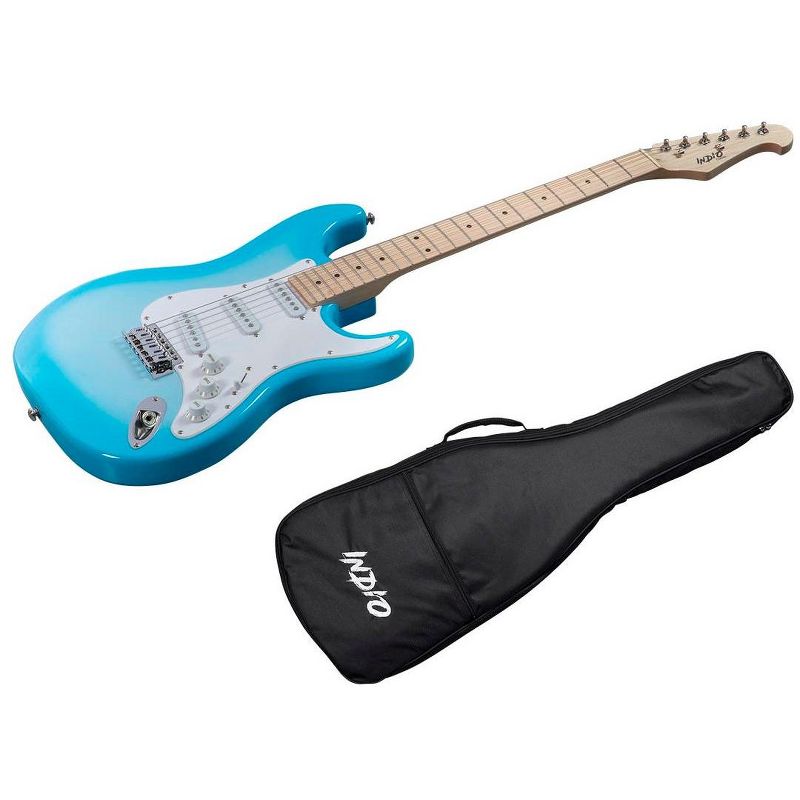 Monoprice Indio Cali Classic Electric Guitar - Blue Burst, With Gig Bag