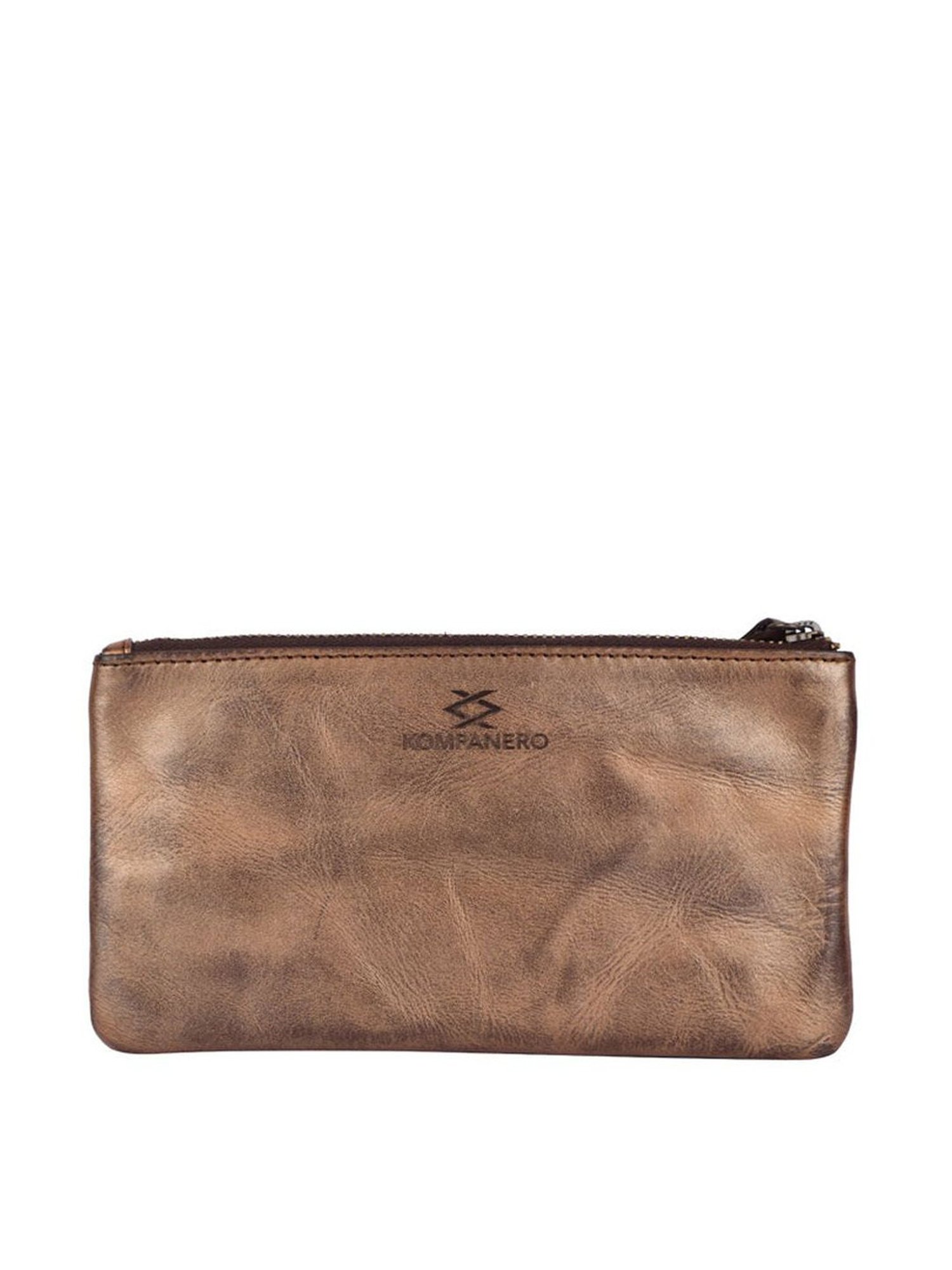 KOMPANERO Doria Metallic Bronze Leather Textured Bi-Fold Wallet