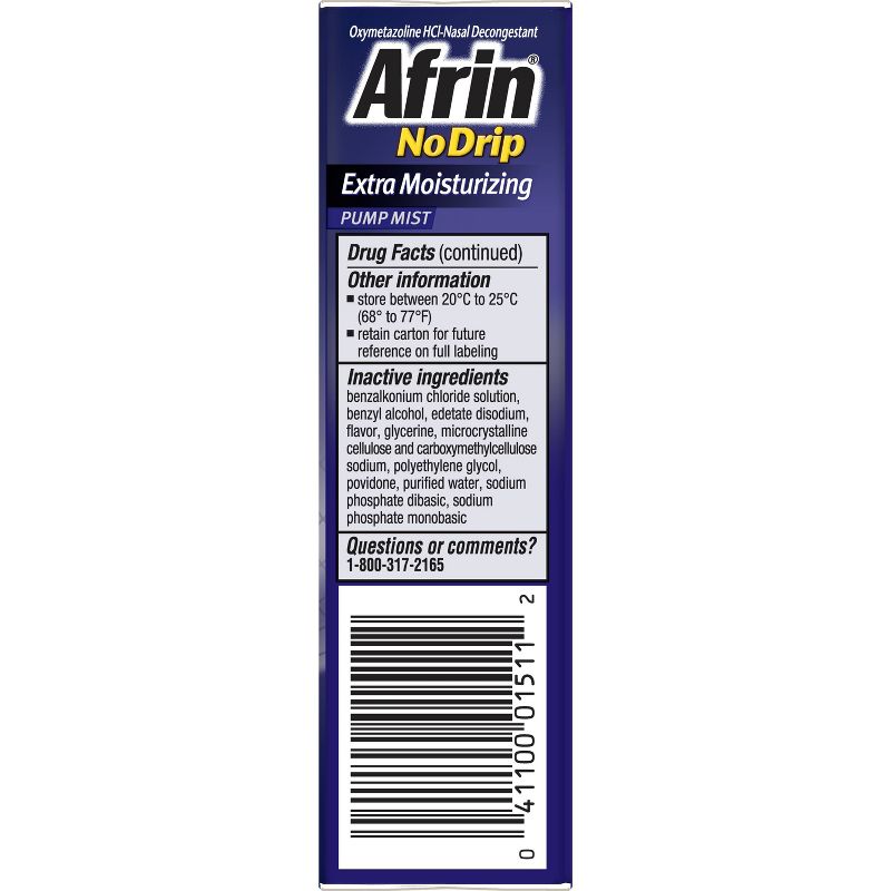 Afrin No Drip Extra Moisturizing Nasal Congestion Relief Pump Mist - 0.5 fl oz