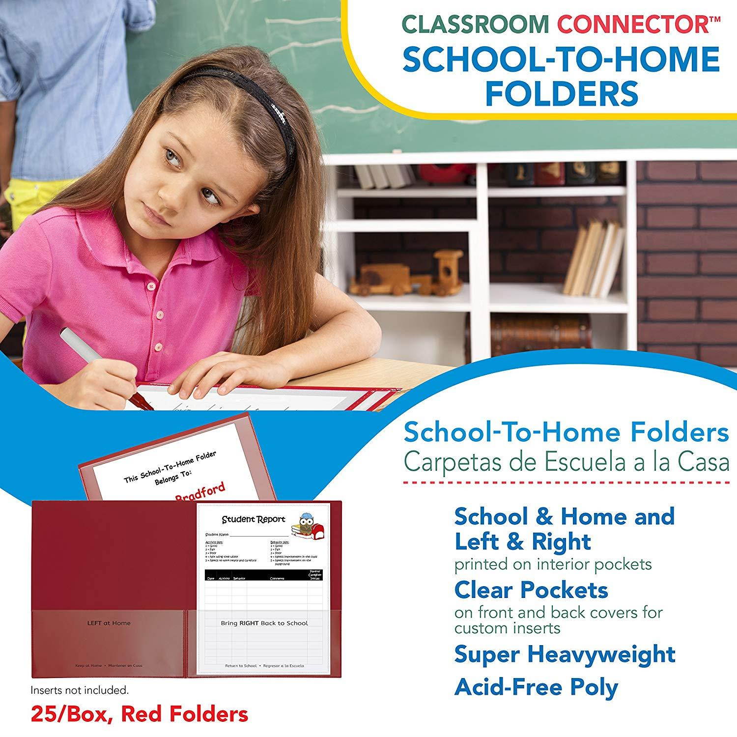 C-Line Classroom Connector School-to-Home Folders, Red, 25 per Box (32004)