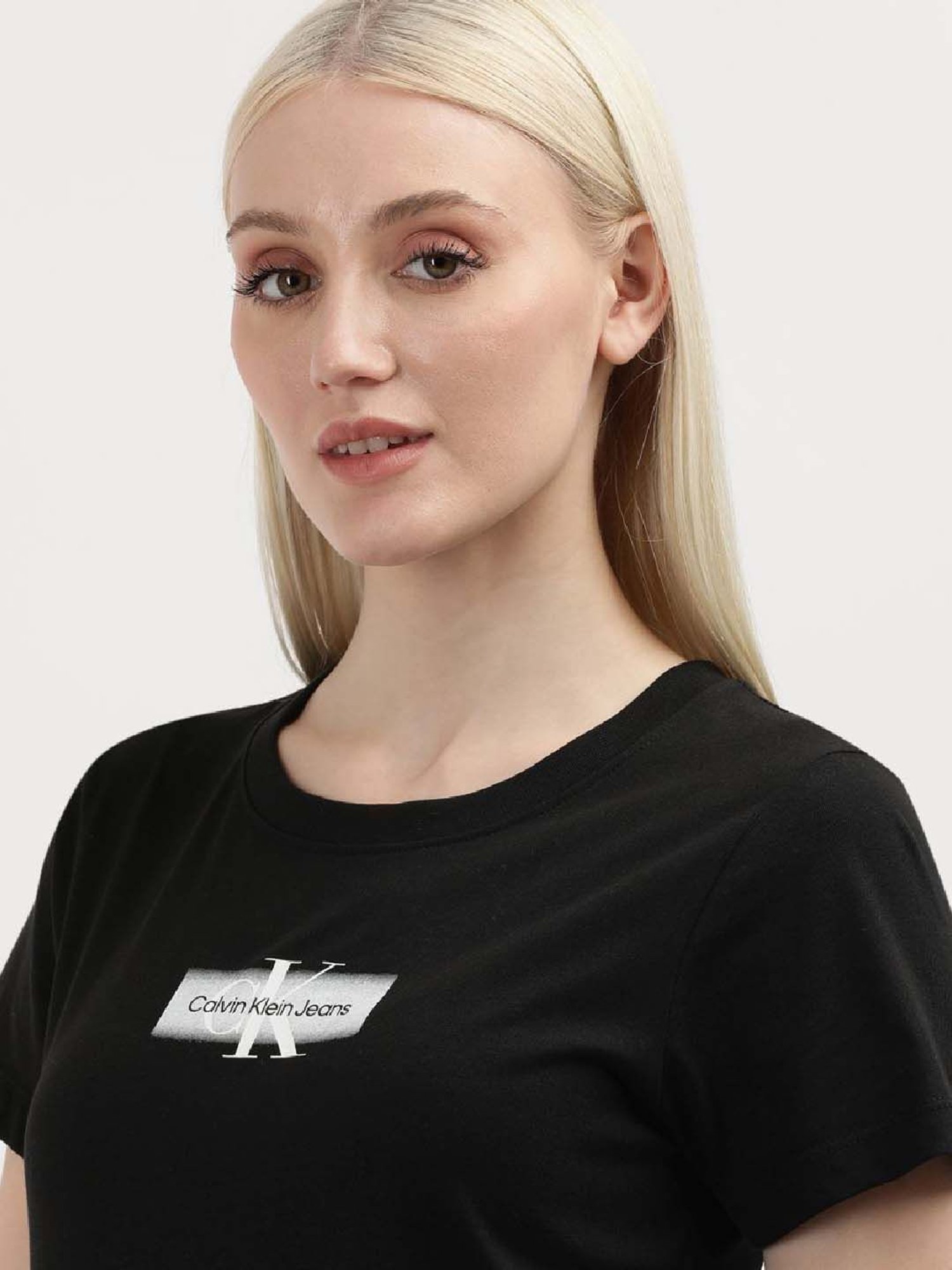 CALVIN KLEIN Black Cotton Logo Print T-Shirt