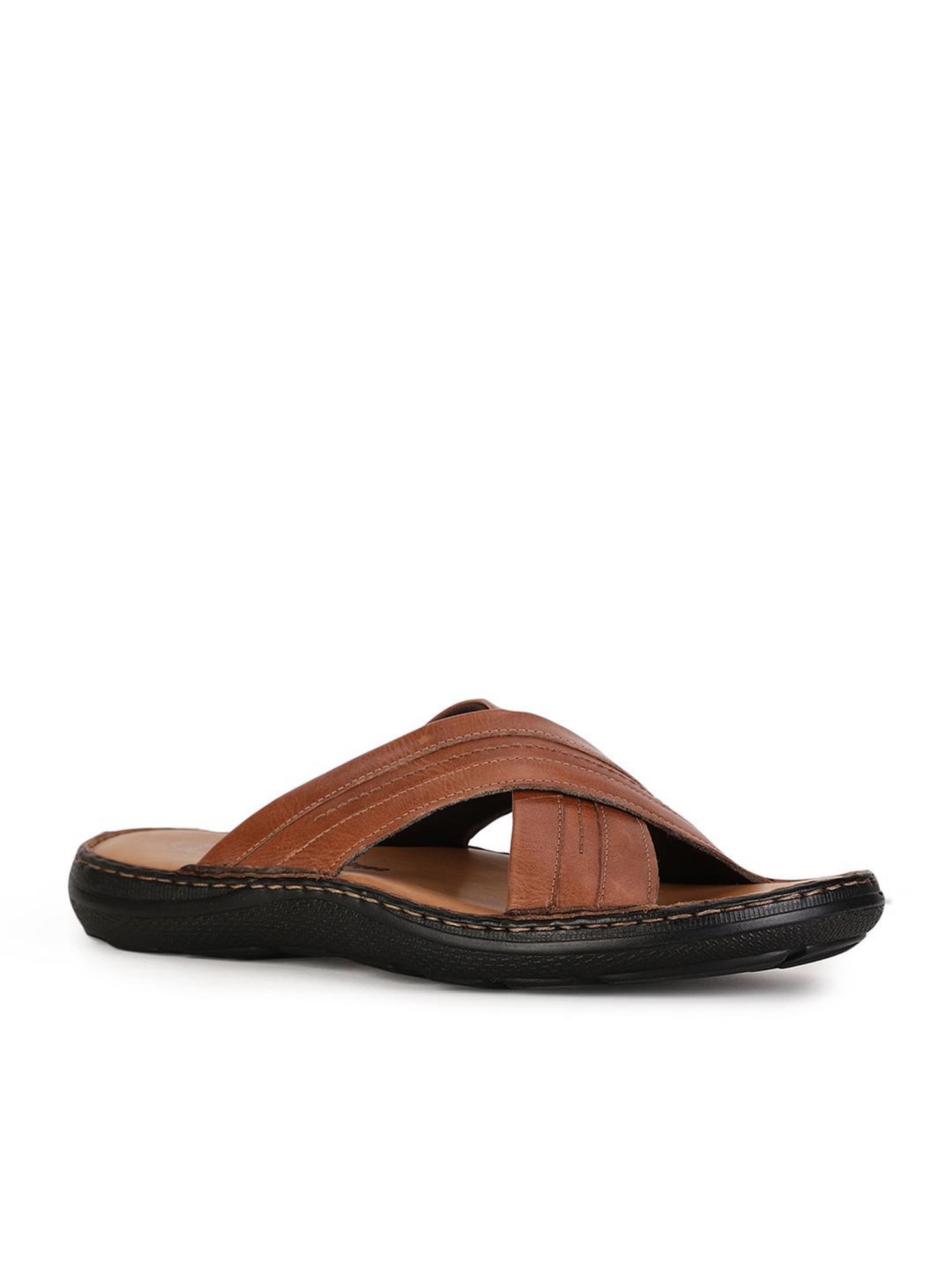 Hush Puppies by Bata Men's Brown Cross Strap Sandals