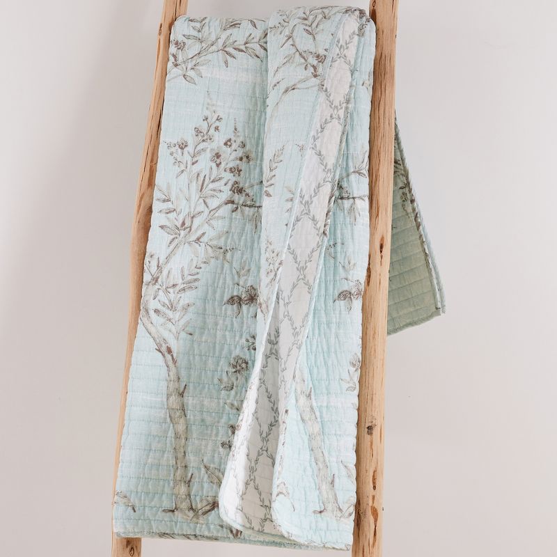 Cozette Bird Quilted Throw Teal - Levtex Home