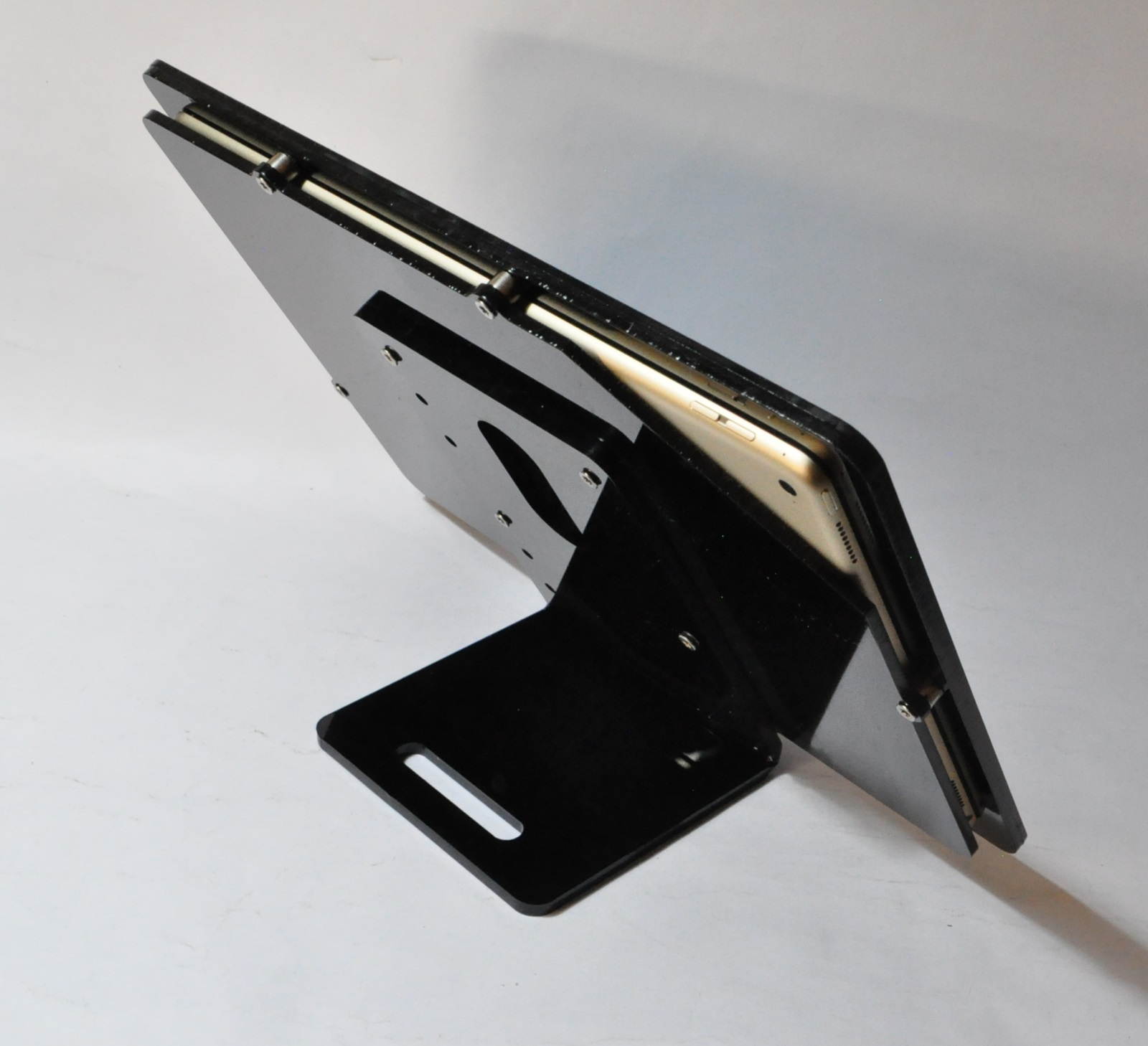 iPad Pro 12.9 Security Desktop Stand made of Acrylic for POS, Kiosk, Store, Show Display (Black)