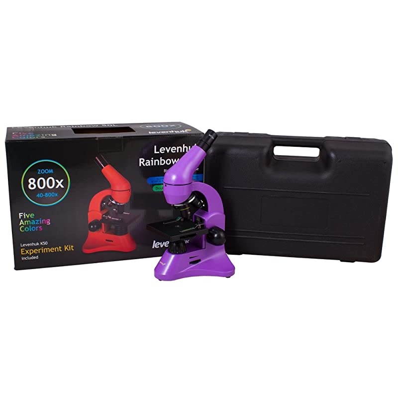 Rainbow 50L Amethyst Lightweight Student Microscope (40-800x) with Experiment Kit and Storage Case