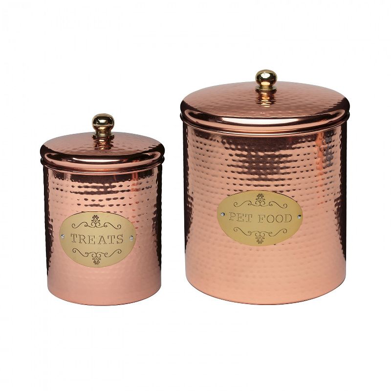 Amici Pet 38 & 140 oz 2 Size Set Copper Spaniel Metal Treats Canisters Bronze