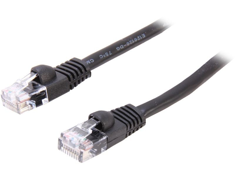 Cat 6 Ethernet Cable 50 ft Black Long Internet Network Cable High Speed Flat LAN Cable RJ45 Cord for Gaming Switch Modem Router Coupler