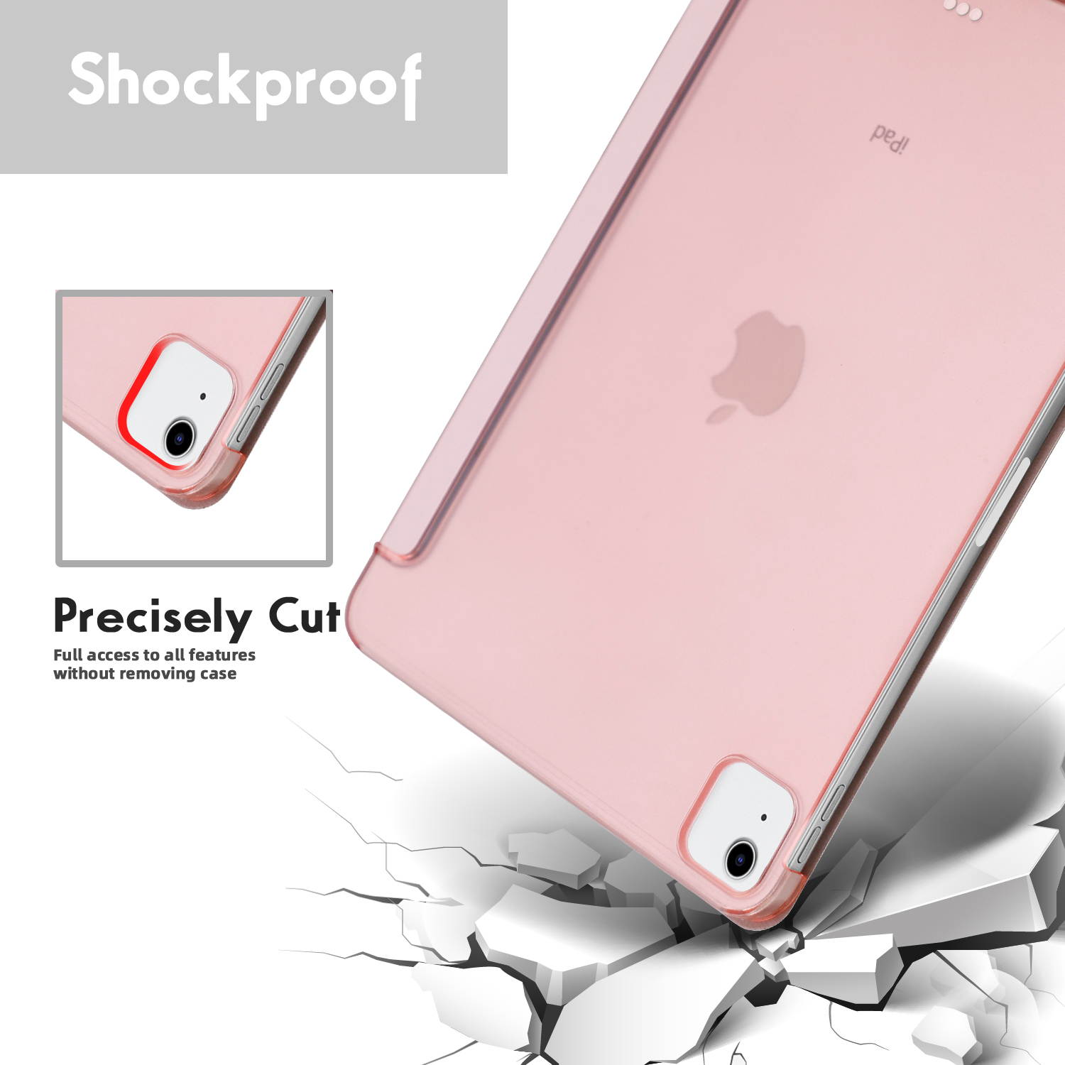 DONWELL For Apple iPad &nbsp;Air&nbsp;4th 10.9&lsquo;&rsquo;&nbsp;2020, iPad&nbsp;Pro&nbsp;11&lsquo;&rsquo;&nbsp;2020, iPad&nbsp;Pro&nbsp;11&lsquo;&rsquo;2018, &nbsp;Case&nbsp;Shockproof Leather&nbsp;Stand&nbsp;Tablet&nbsp;Cover Rose Gold