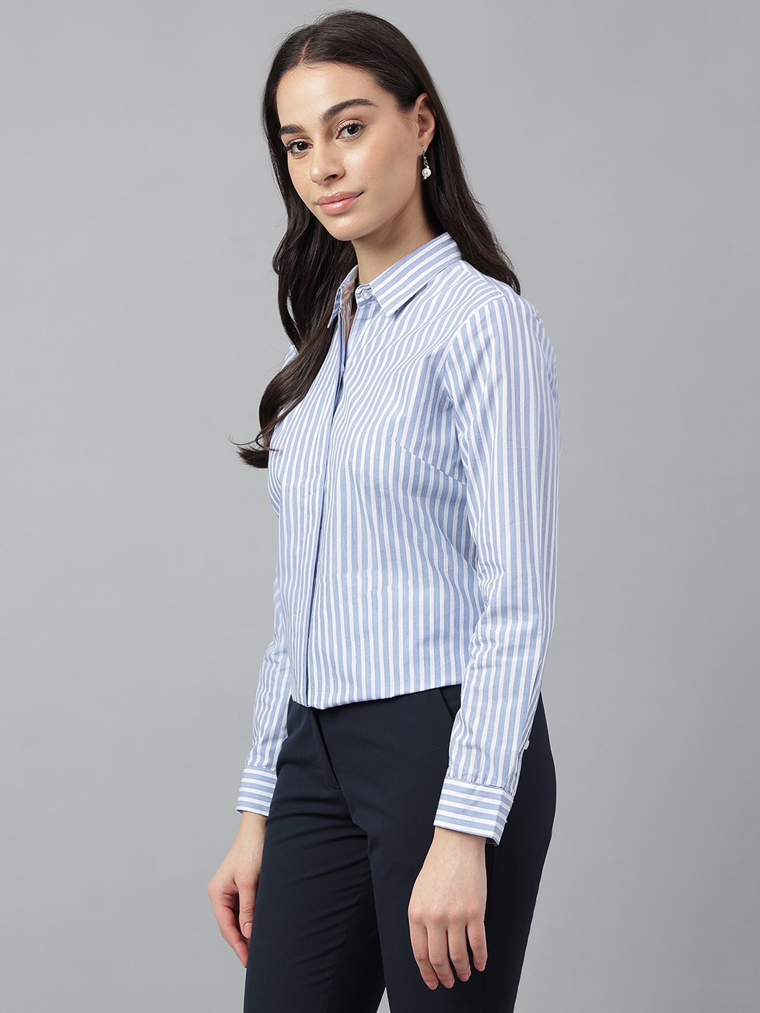 Hancock Blue & White Cotton Striped Shirt