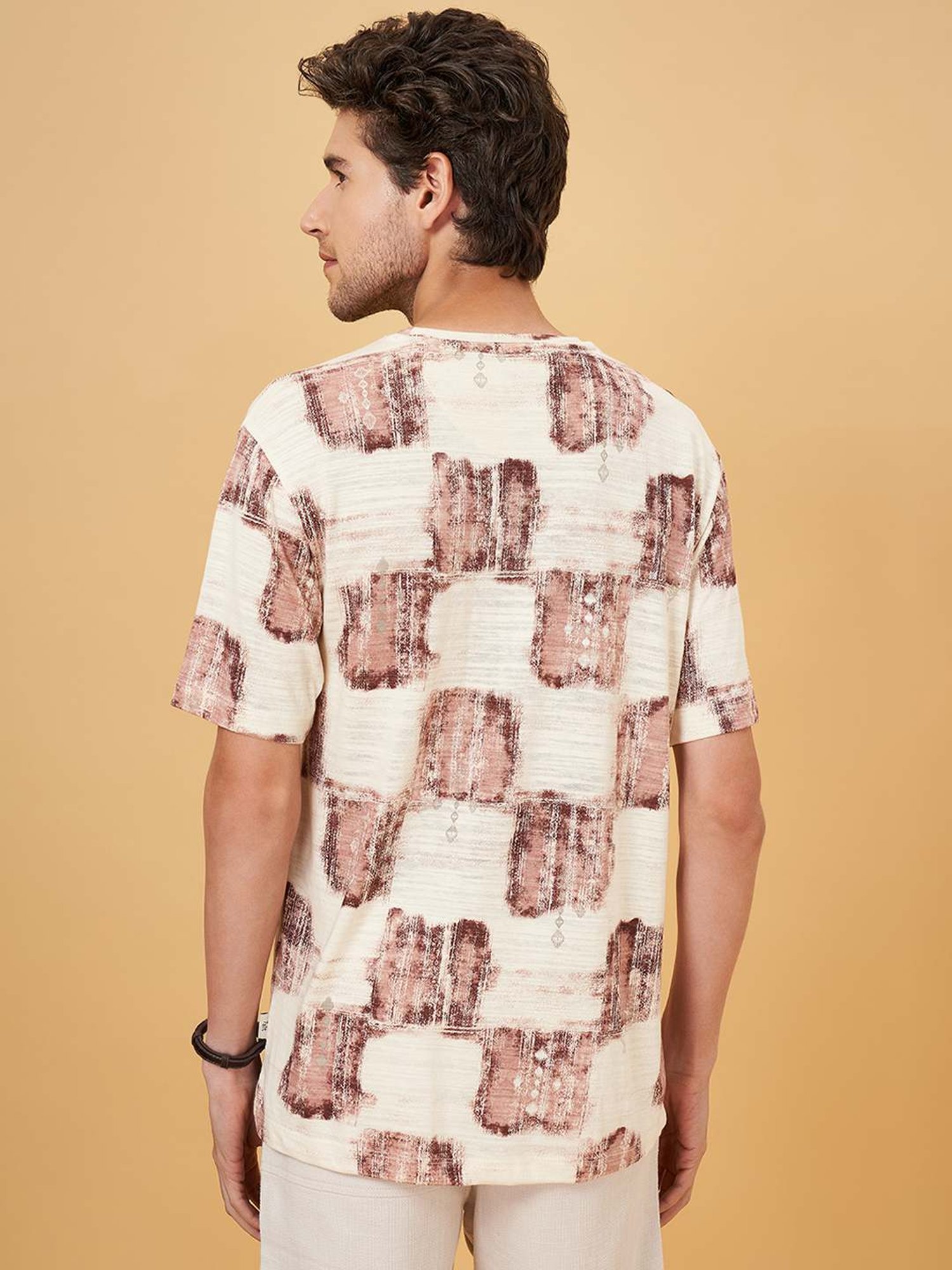 7 Alt By Pantaloons Whitecap Grey Cotton Relaxed Fit Printed T-Shirt