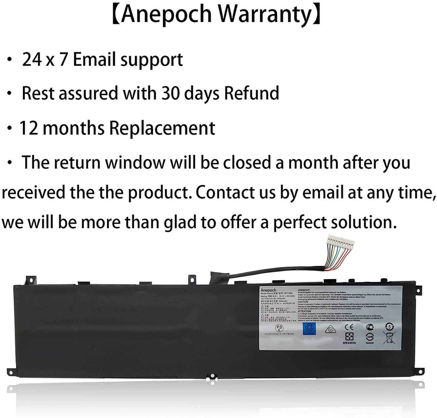 Anepoch BTY-M6L Laptop Battery Replacement for MSI GS65 Stealth Thin 8RF 8RE 9RE PS42 8RB P65 Creator 8RD 8RE MS-16Q2 MS-16Q3 PS63 Modern 8RC GS75 8SG Series 15.2V 5380mAh 80.25Wh