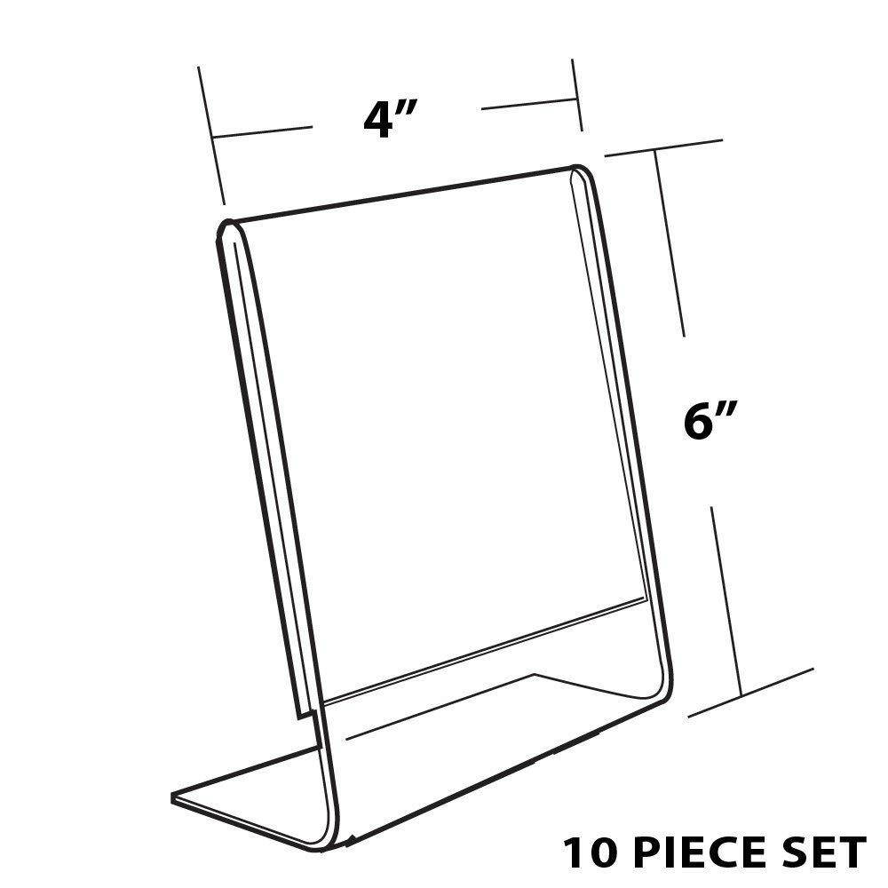Azar 112726 4-Inch W by 6-Inch H L-Shaped Sign Holder, 10-Piece Set
