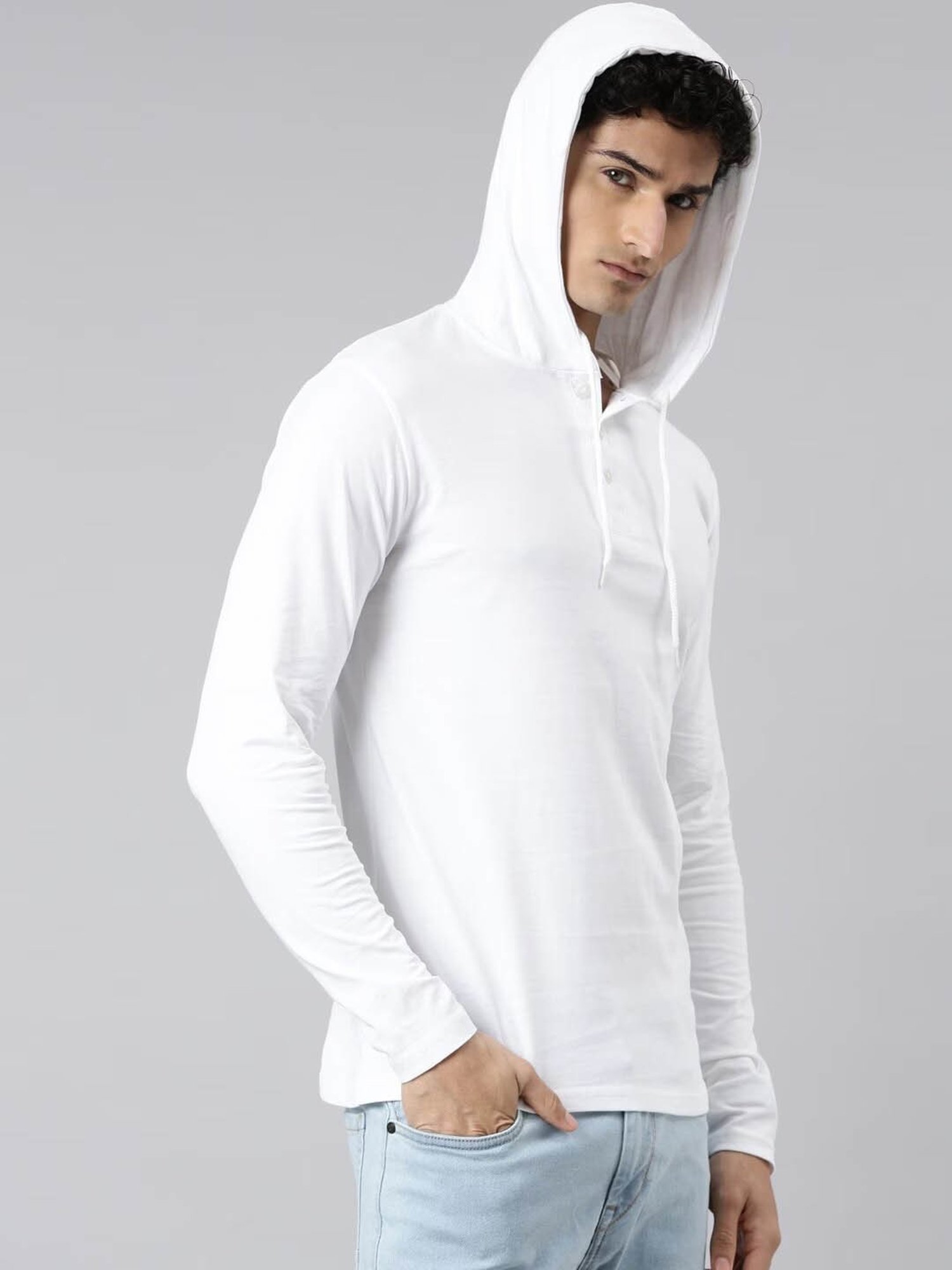 Kryptic White Regular Fit Hooded T-Shirt