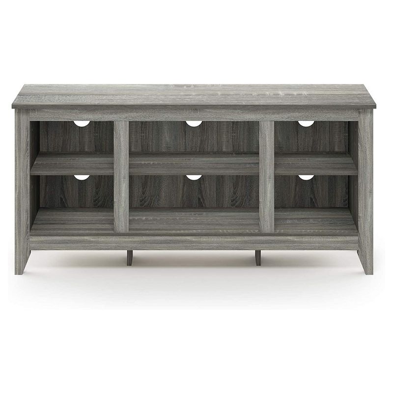Furinno Jensen Sturdy Wooden Rectangle TV Stand with Open Storage Shelves for Bedroom, Living Room, or Playroom Organization, Oak Gray