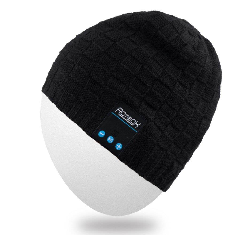 Rotibox Bluetooth Beanie Hat, Winter Outdoor Sport Knit Cap with Wireless Stereo Headphone Headset Earphone Speaker Mic Hands Free Compatible with iPhone Samsung Android Cell Phones