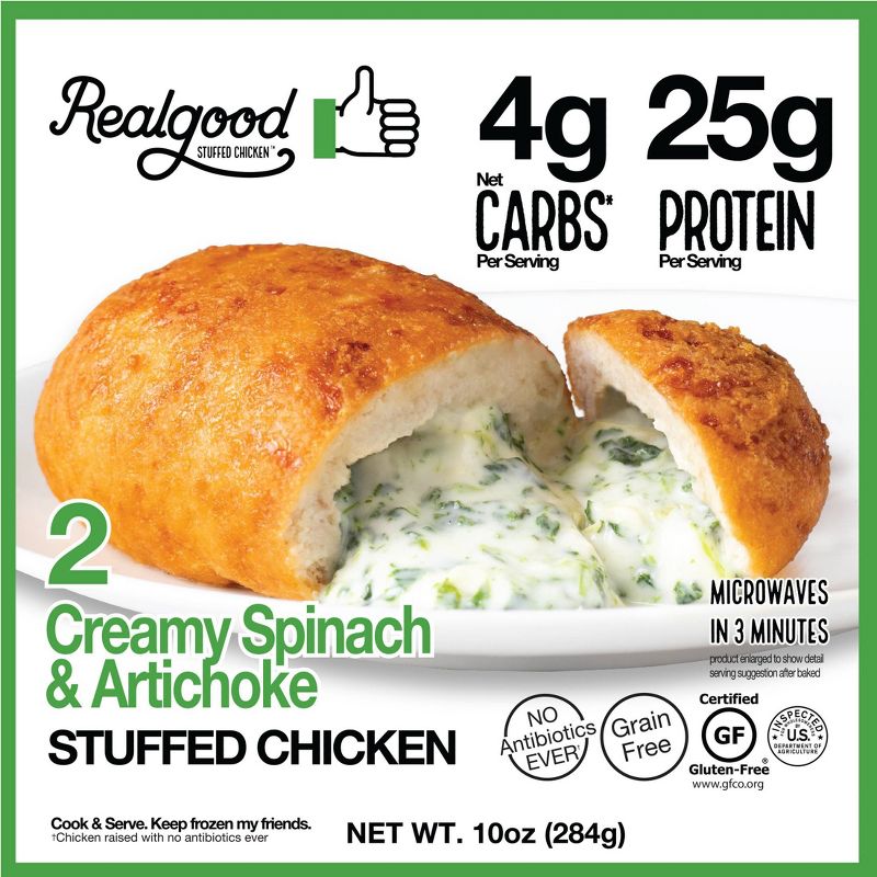 Real Good Frozen Stuffed Chicken Spinach & Artichoke - 10oz/2ct