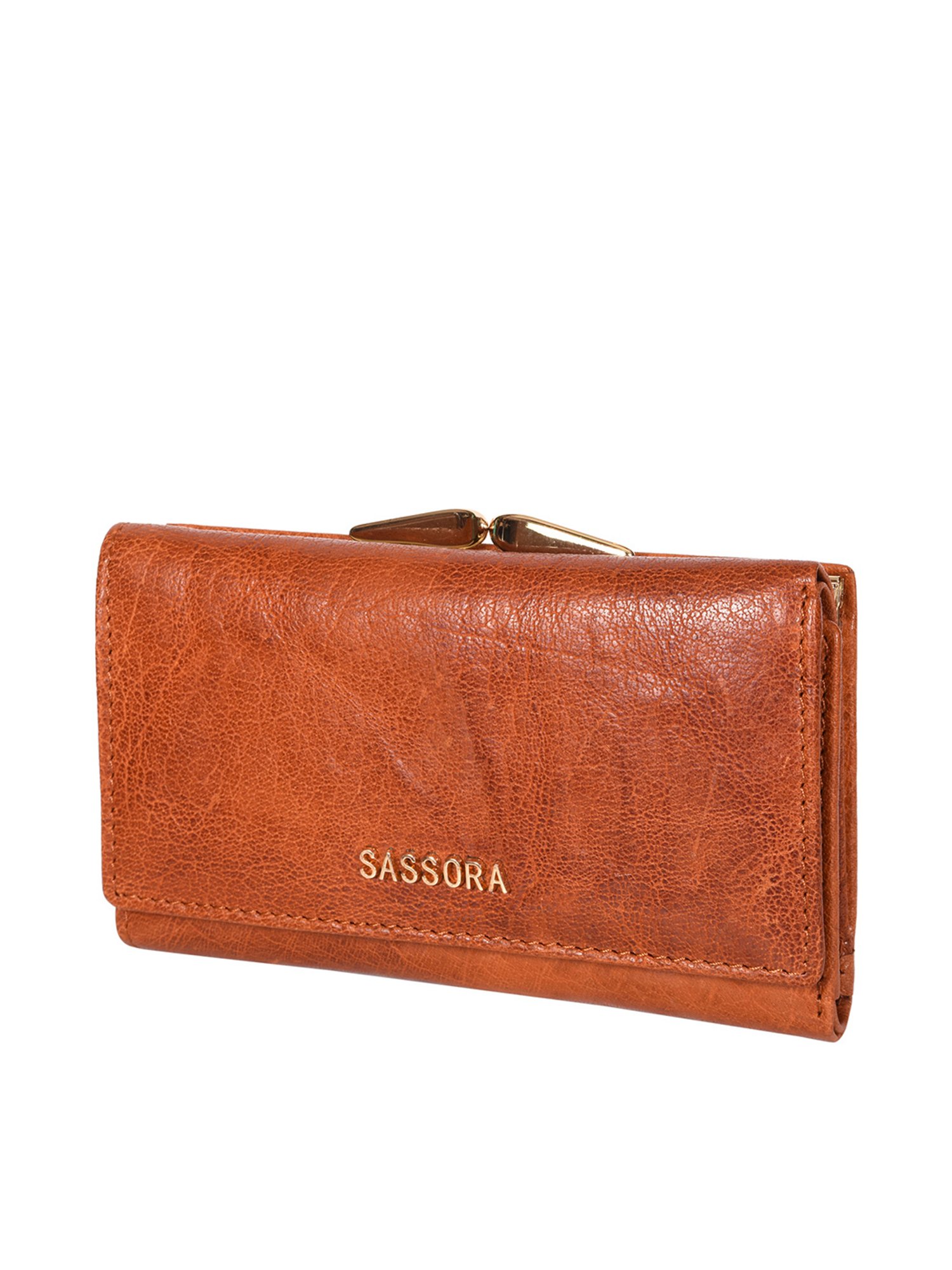 SASSORA Brown Solid Rfid Tri-Fold Wallet for Women