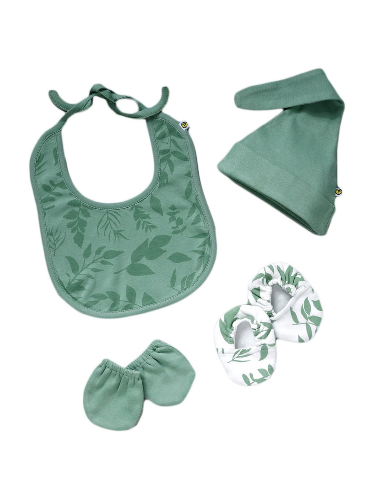 Pranava Kids Olive Green Cotton Printed Accessories Set