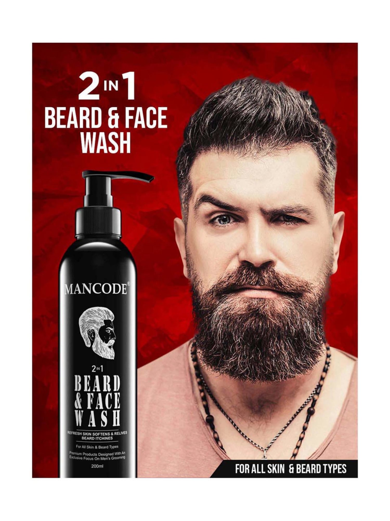 Mancode 2 in 1 Beard & Face Wash - 200 ml