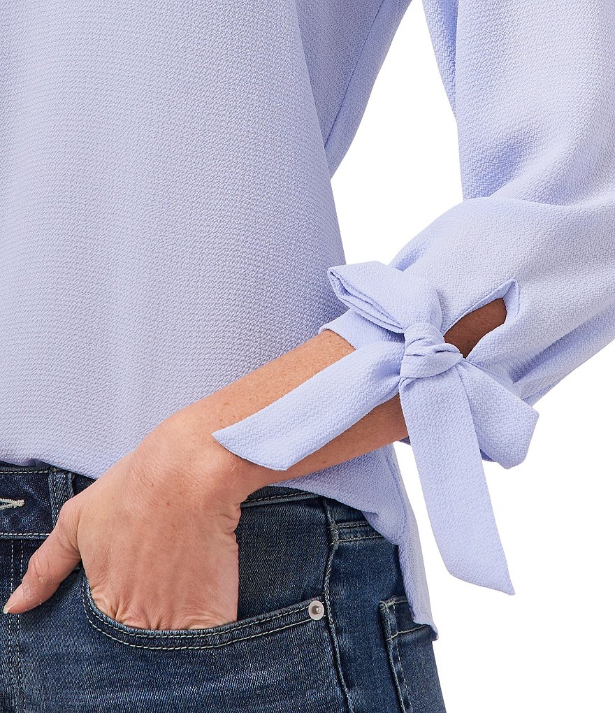 CeCe 3/4 Bow Tie Sleeve V-Neck Volume Blouse