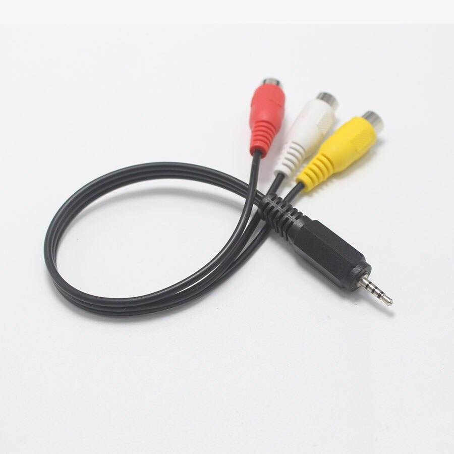 1pcs 2.5mm 4 Pole Male Plug to RCA Female AV Socket 2.5mm Stereo Music Audio Cable Cord AUX for Mp3 Pod TV 25cm