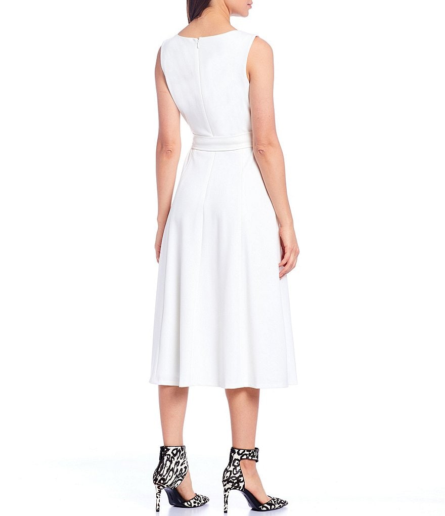 Vince Camuto Halter Bow Neck Sleeveless Midi Dress with Side Seam Pockets