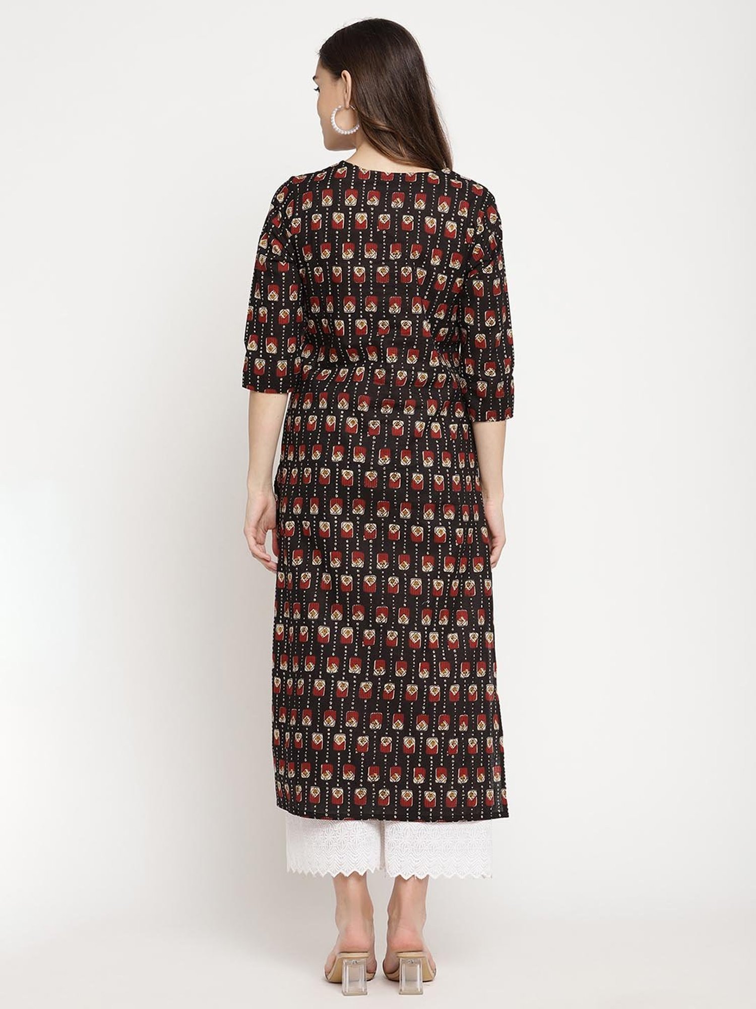 Sringam Black Printed Straight Kurta