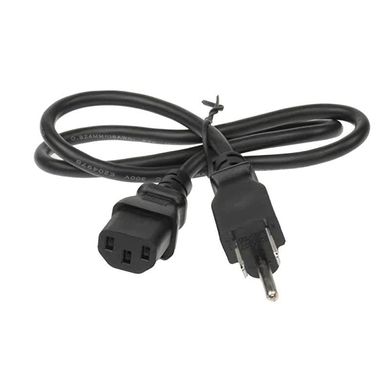 1ft 18AWG IEC320 C13 to NEMA 5-15P Universal Power Cord, 18AWG Heavy-Duty, 10A, 125V, Black