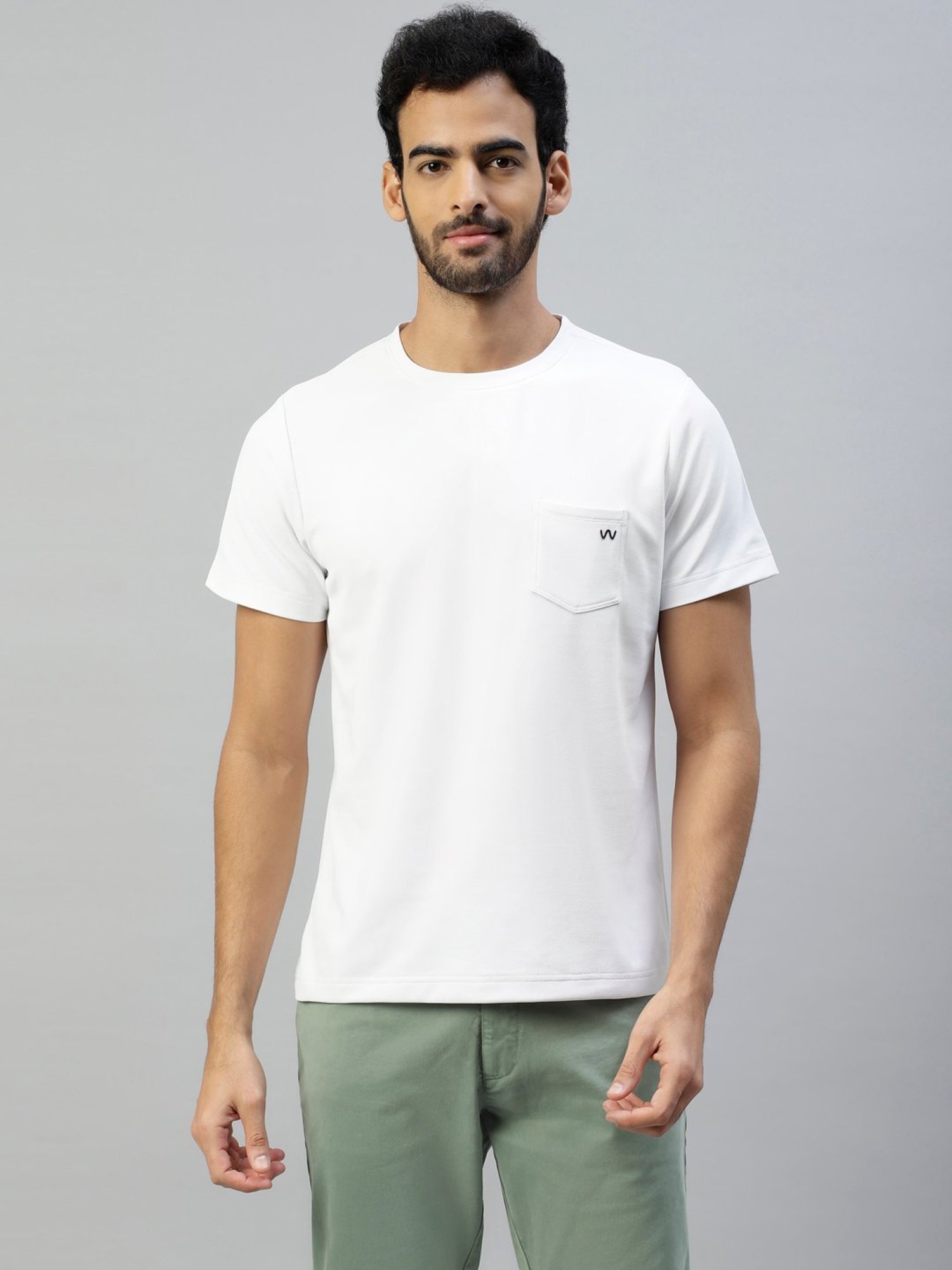Slowave White Slim Fit Crew T-Shirt